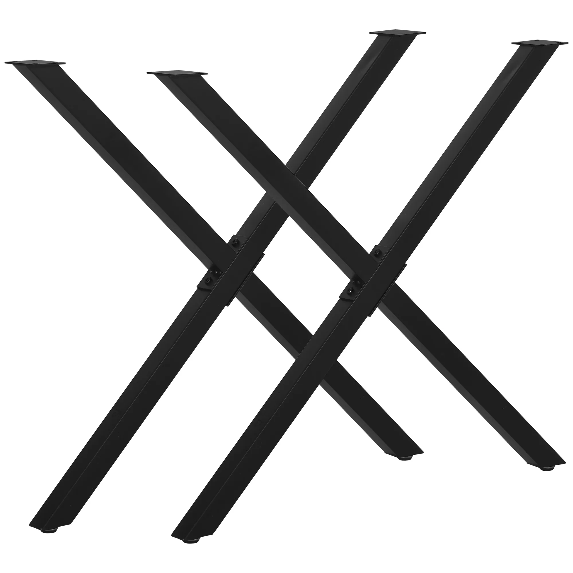 2 Stück Stahl Tischbeine Tischfüße für Esstisch Schreibtisch Couchtisch Tischgestell in X-Form Schwarz 72cm