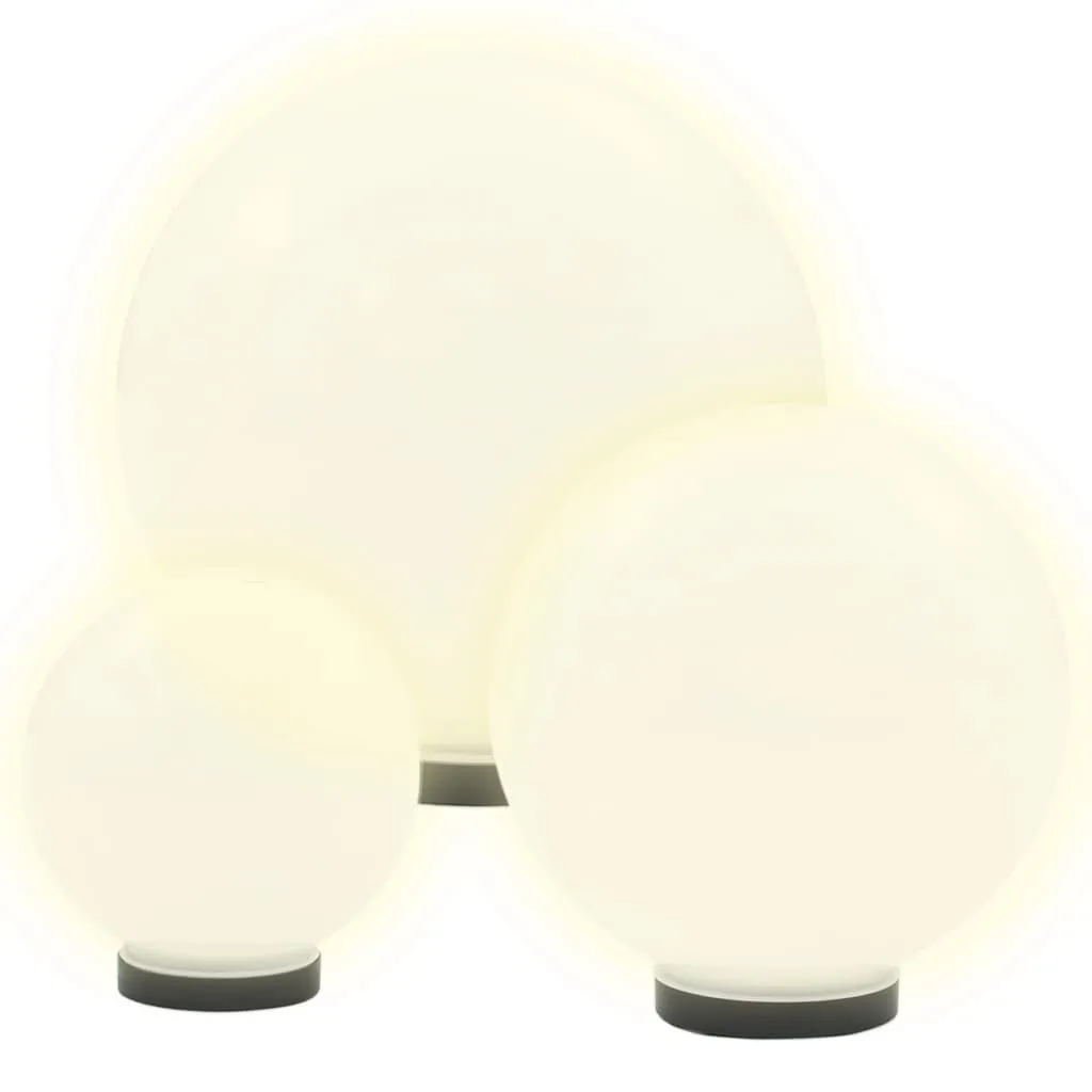 3er Set LED-Kugellampen 20/30/40 cm Weiß