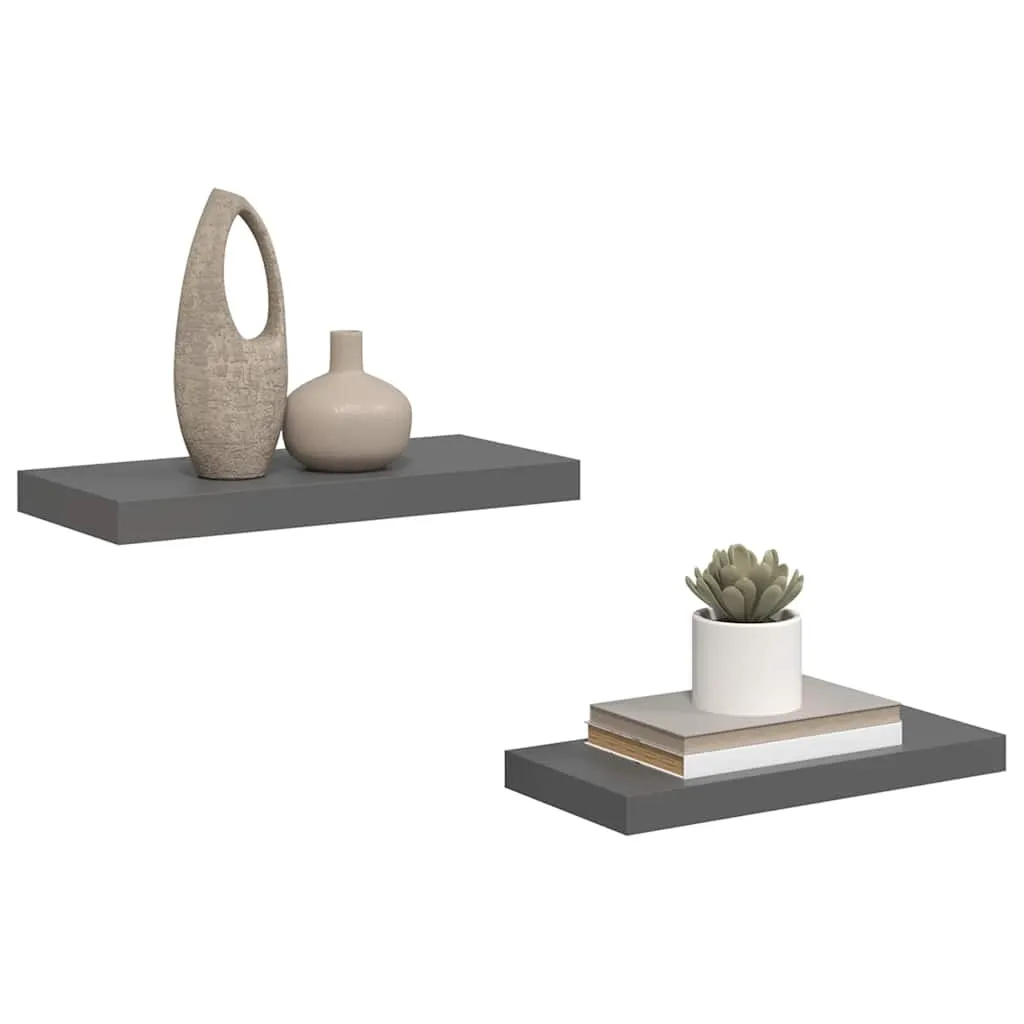2er Set Schweberegal 50x23x3,8 cm Hochglanz-Grau