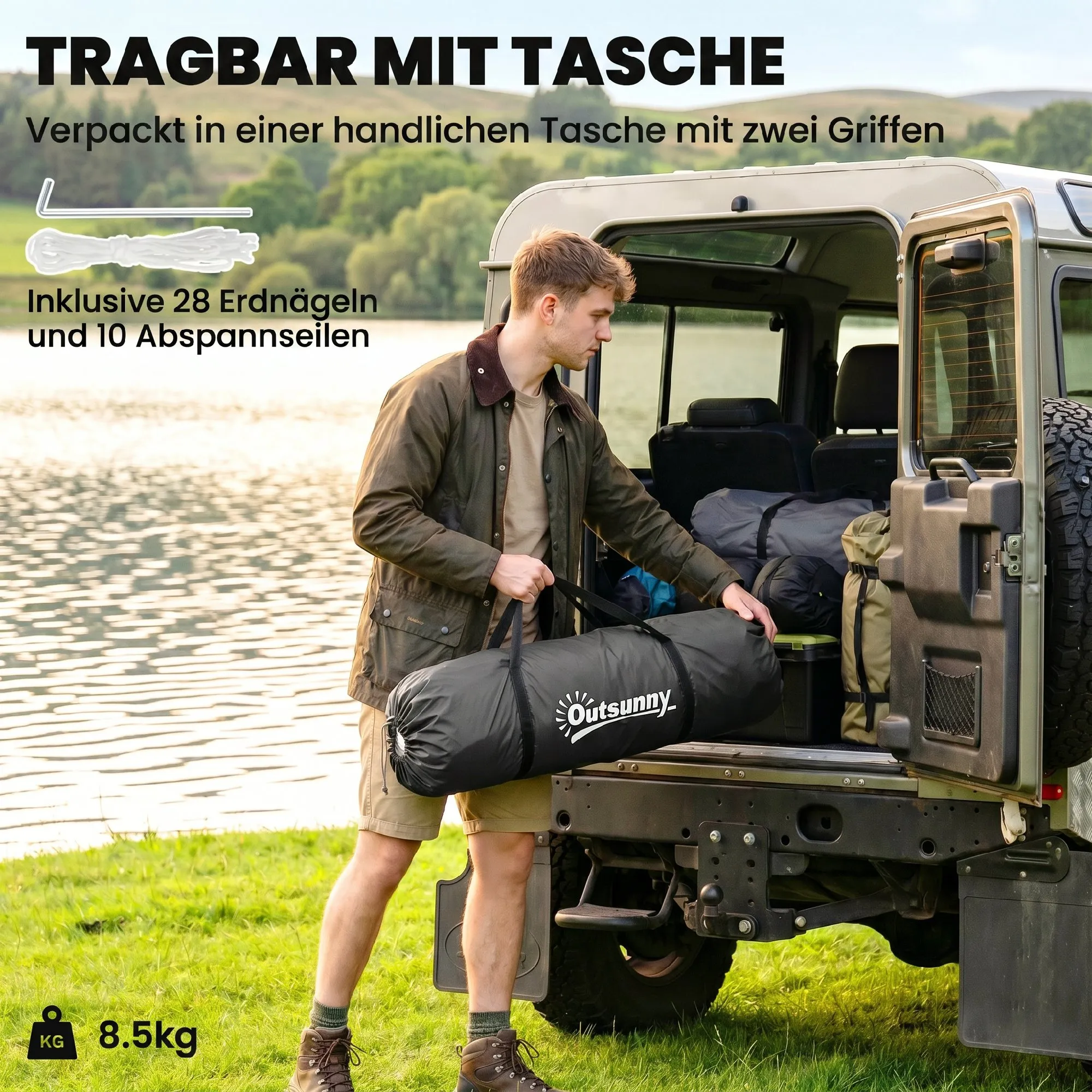 Tunnelzelt 4-6 Personen 555x225x190 cm Grau-Orange