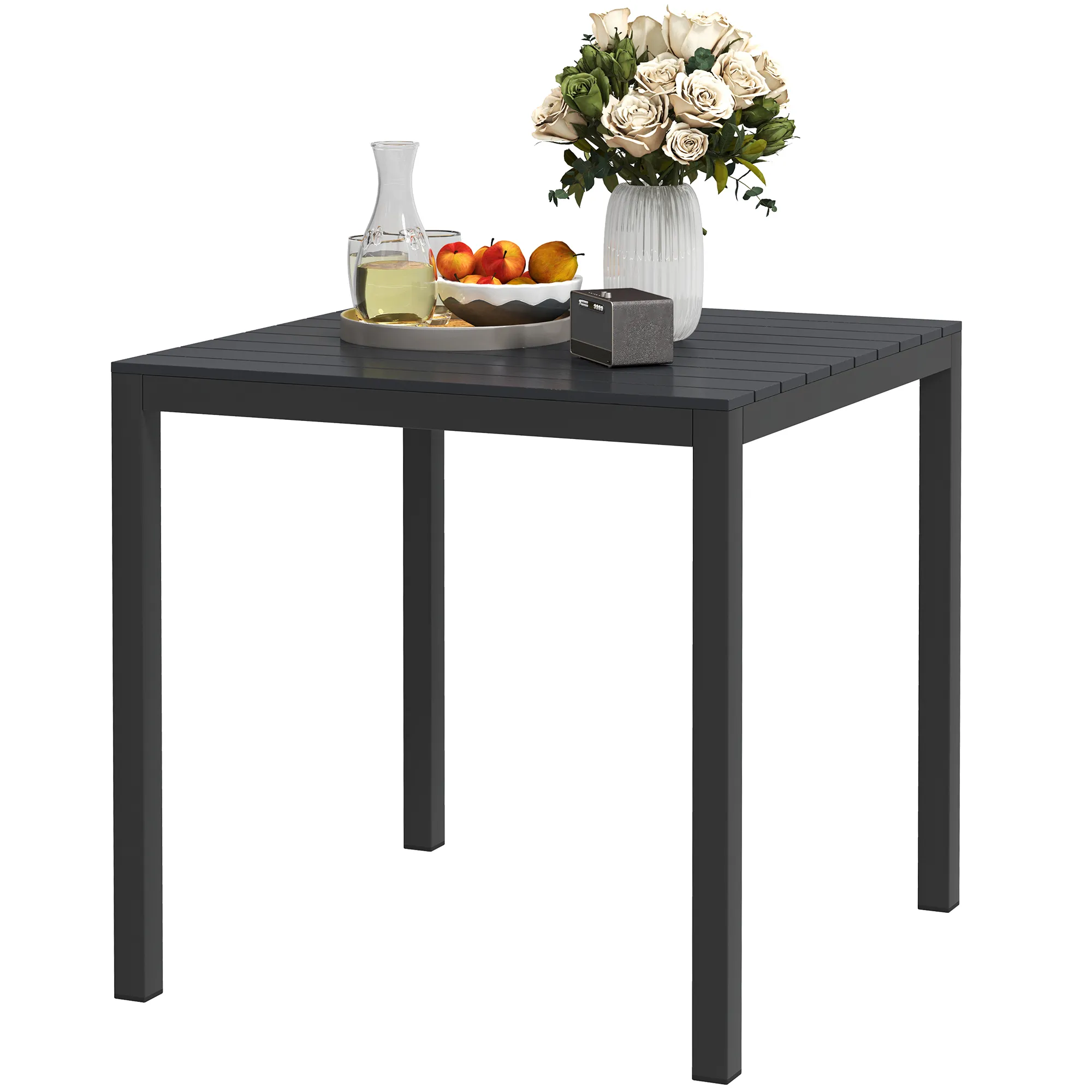 Wetterfester Gartentisch 73L x 73B x 72H cm in Schwarz