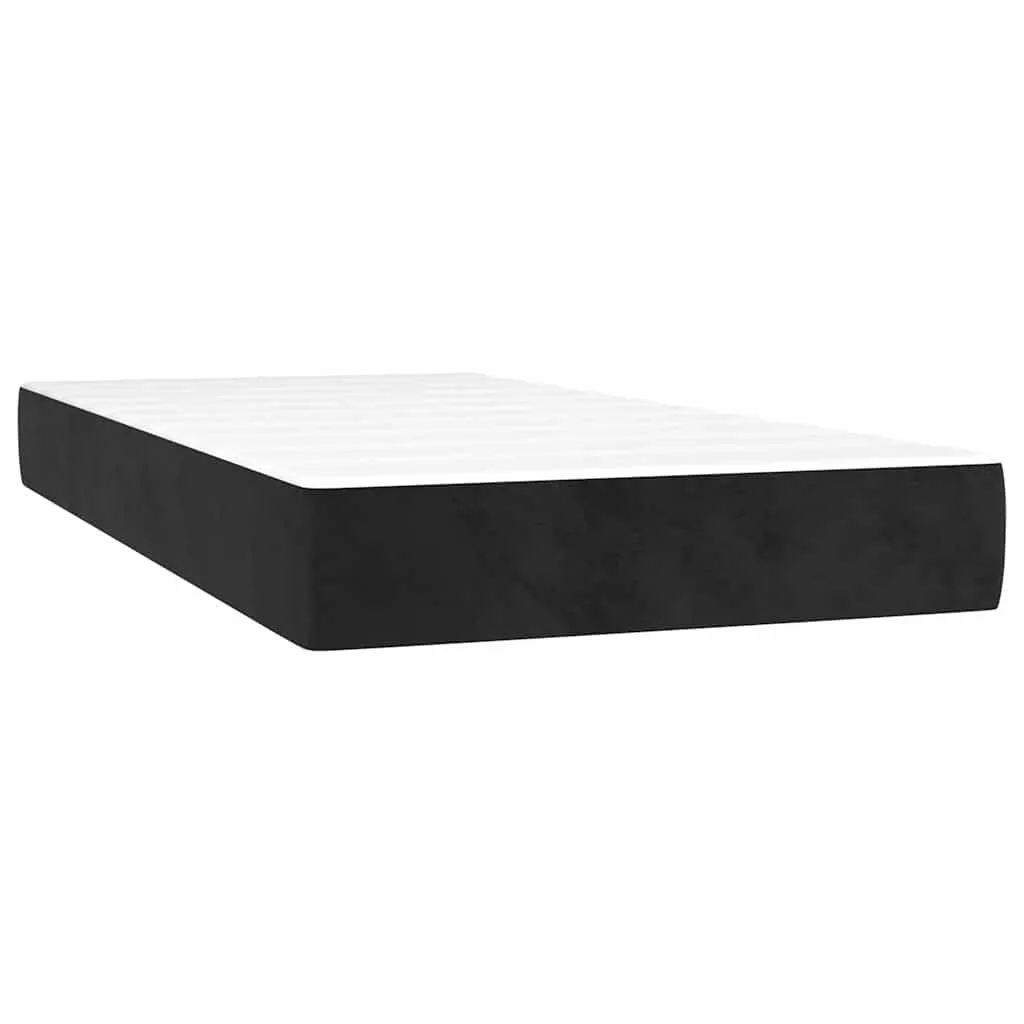 Boxspringbett aus Samt mit LED-Leiste, Matratze, 200x200 cm, Schwarz