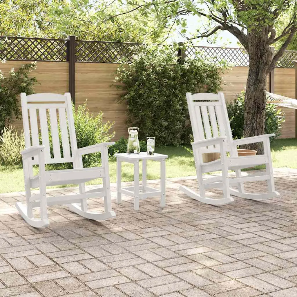 Garten-Schaukelstuhl Weiß 92 x 70 x 108 cm aus Polyethylen