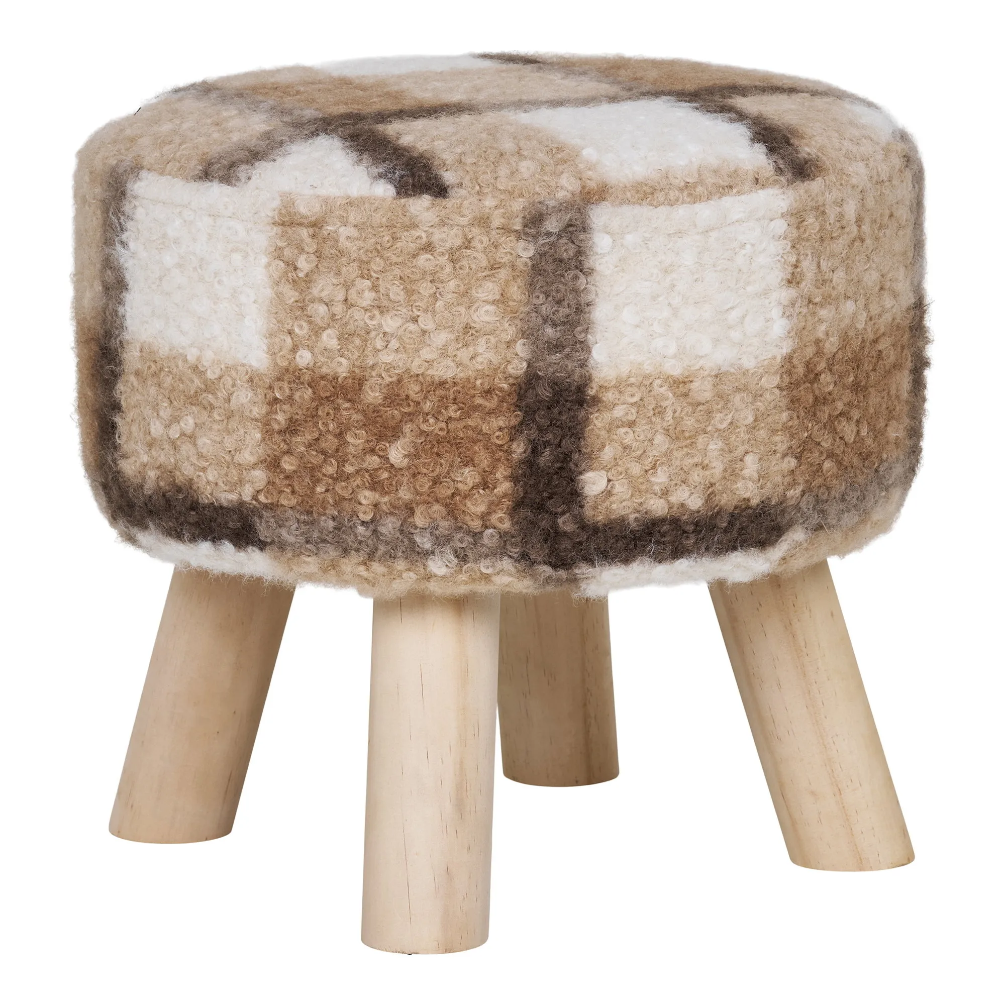 tinkaro Hocker Aberdeen Polyester, Kiefernholz, Sperrholz, Schaumstoff Braun
