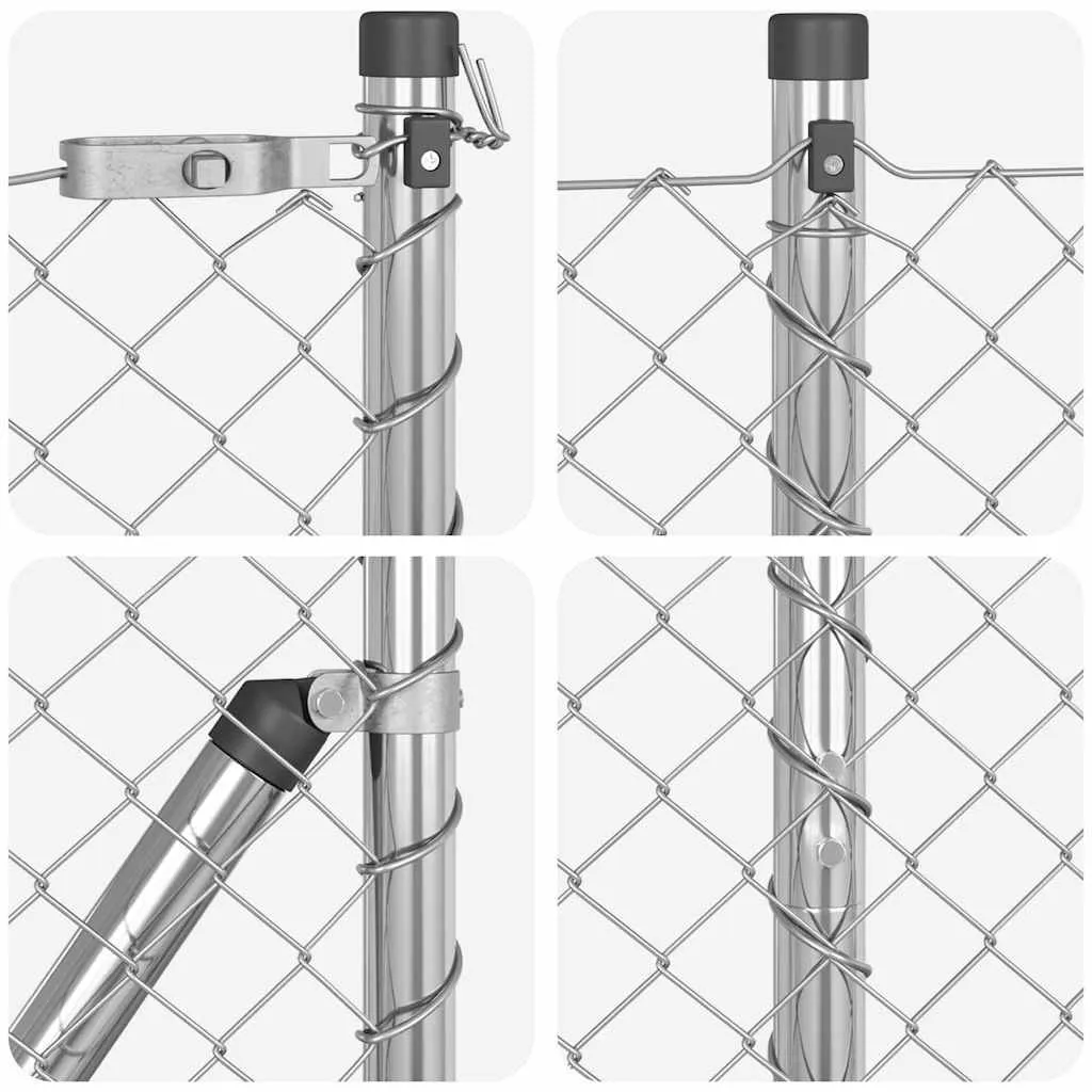 Zaunpfosten-Set aus Stahl Silber 1000 x 3,2 x 160 cm