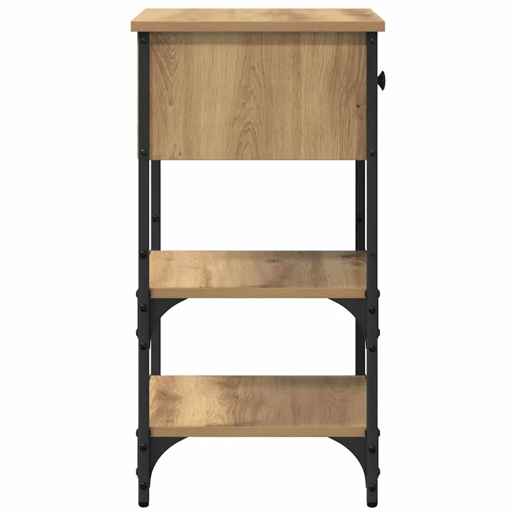 Moderner Nachttisch 33,5x36x70 cm Braun aus massivem Holz