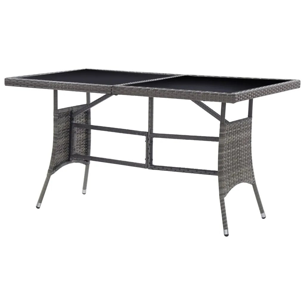Gartentisch mit Glasplatte 140 x 80 x 74 cm Grau