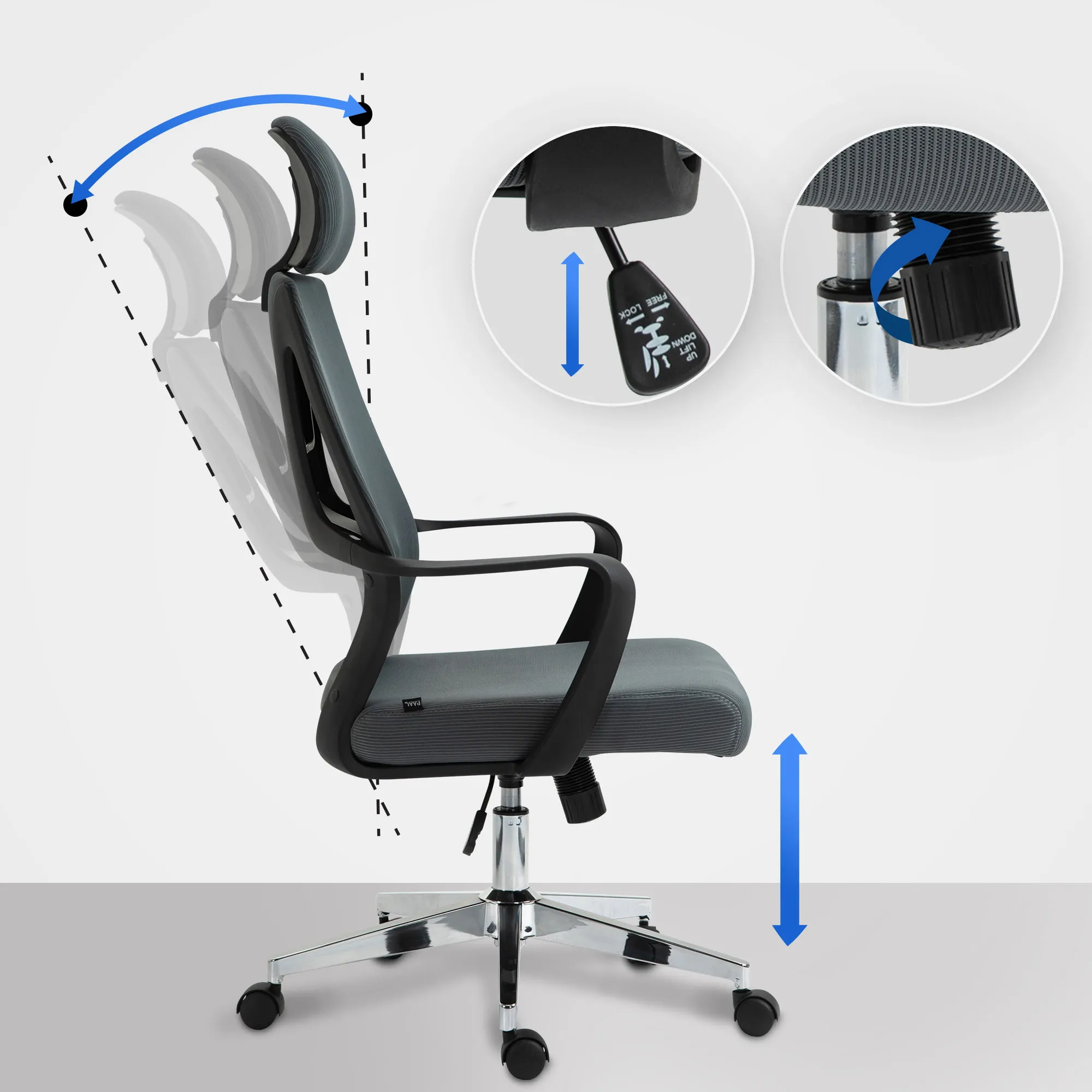 Bürostuhl Kanab 62,5x61x118-128 cm grau