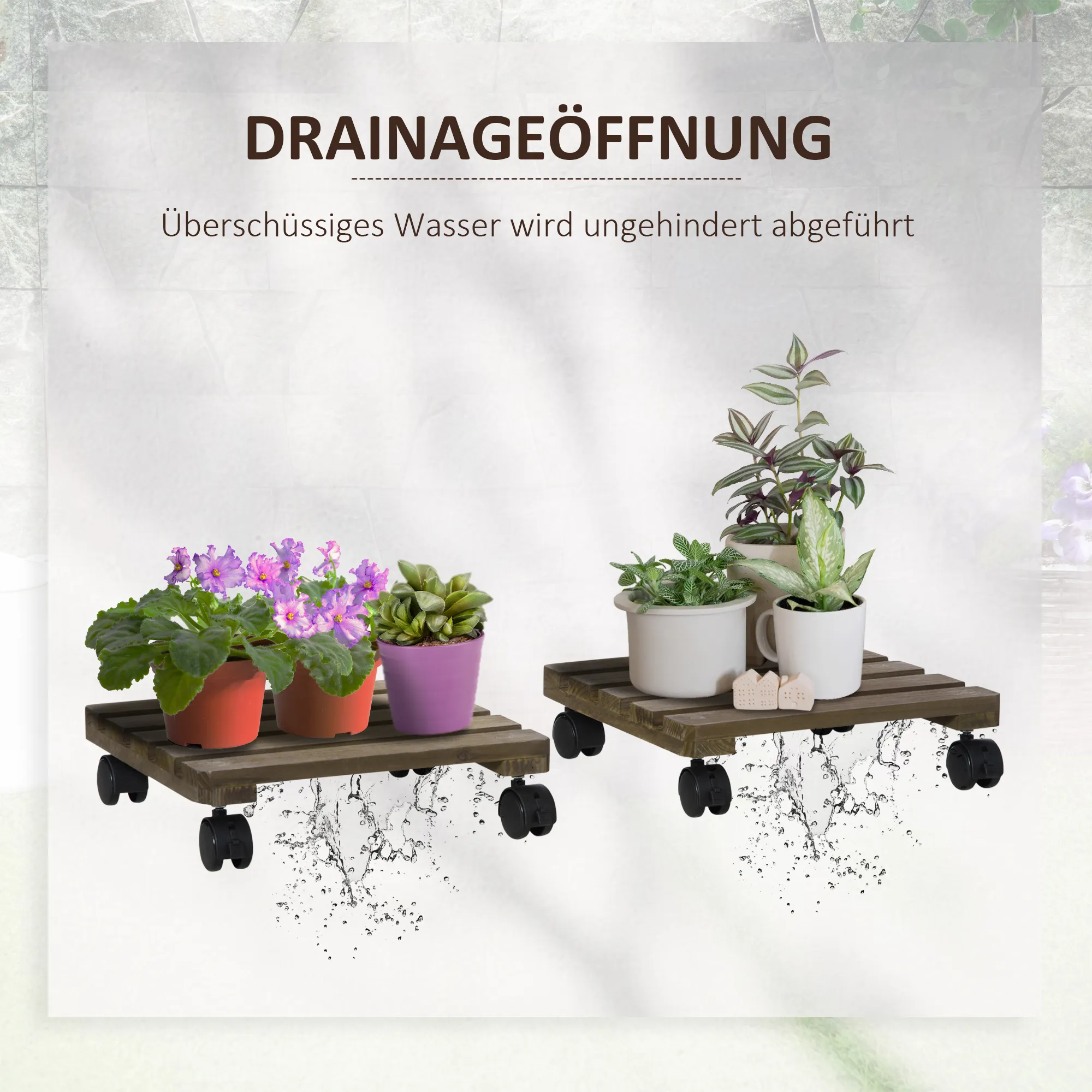 Bewegliches Pflanzenregal 30L x 30B x 7Hcm Dunkelbraun