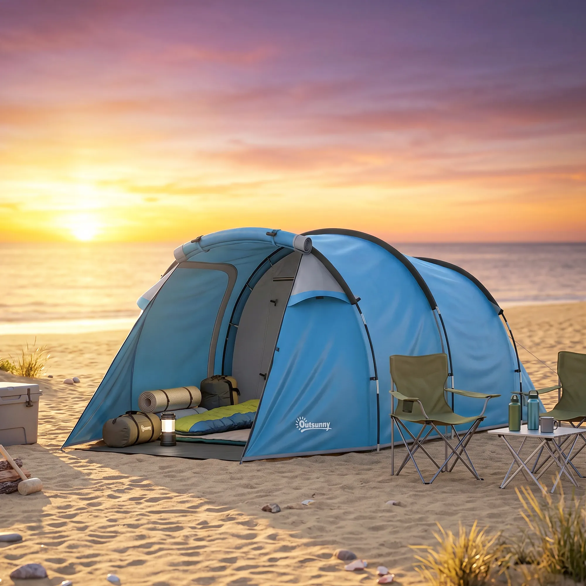Campingzelt 2-3 Personen 426x206x154 cm Hellblau