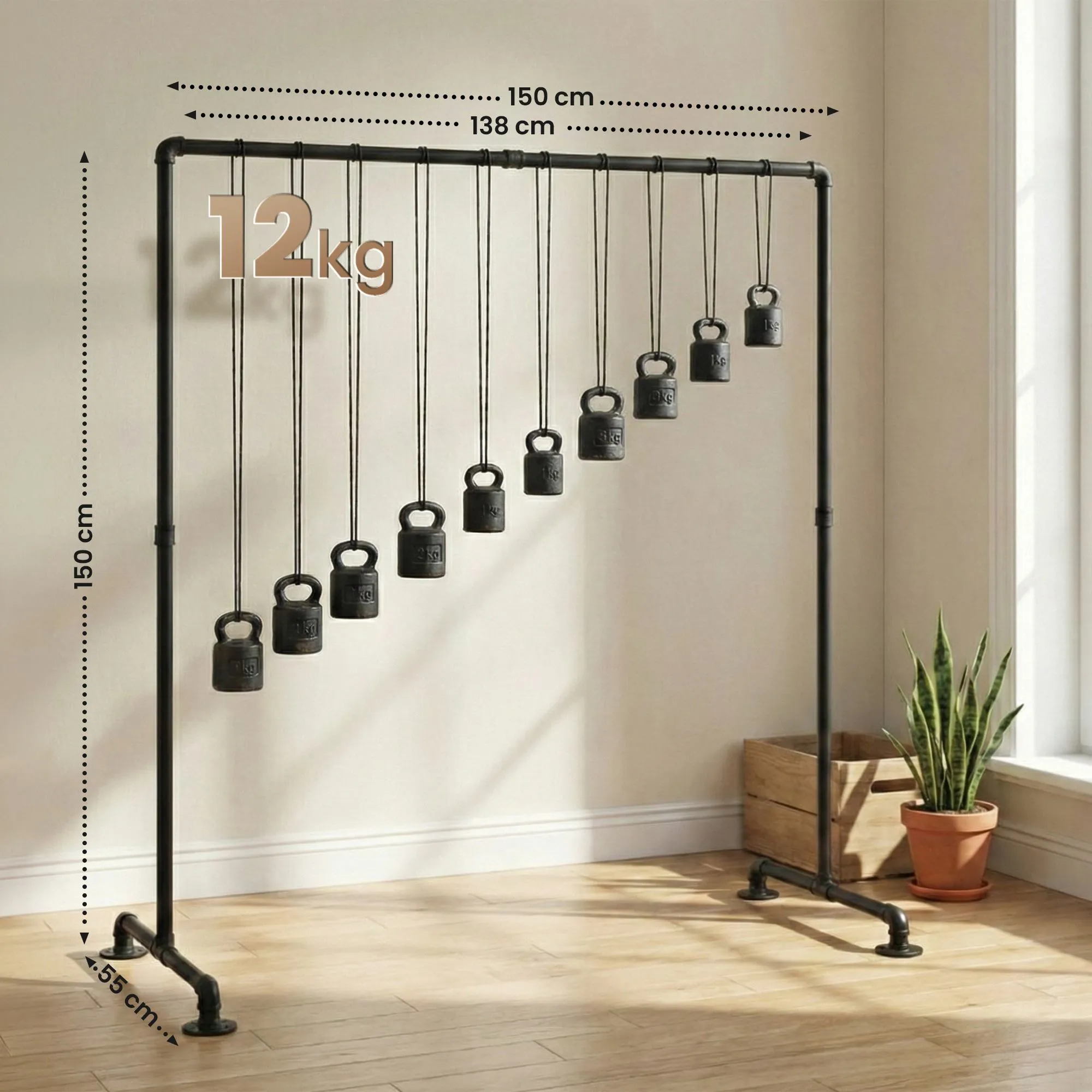 Garderobenständer Jersey 150x150x55 cm schwarz