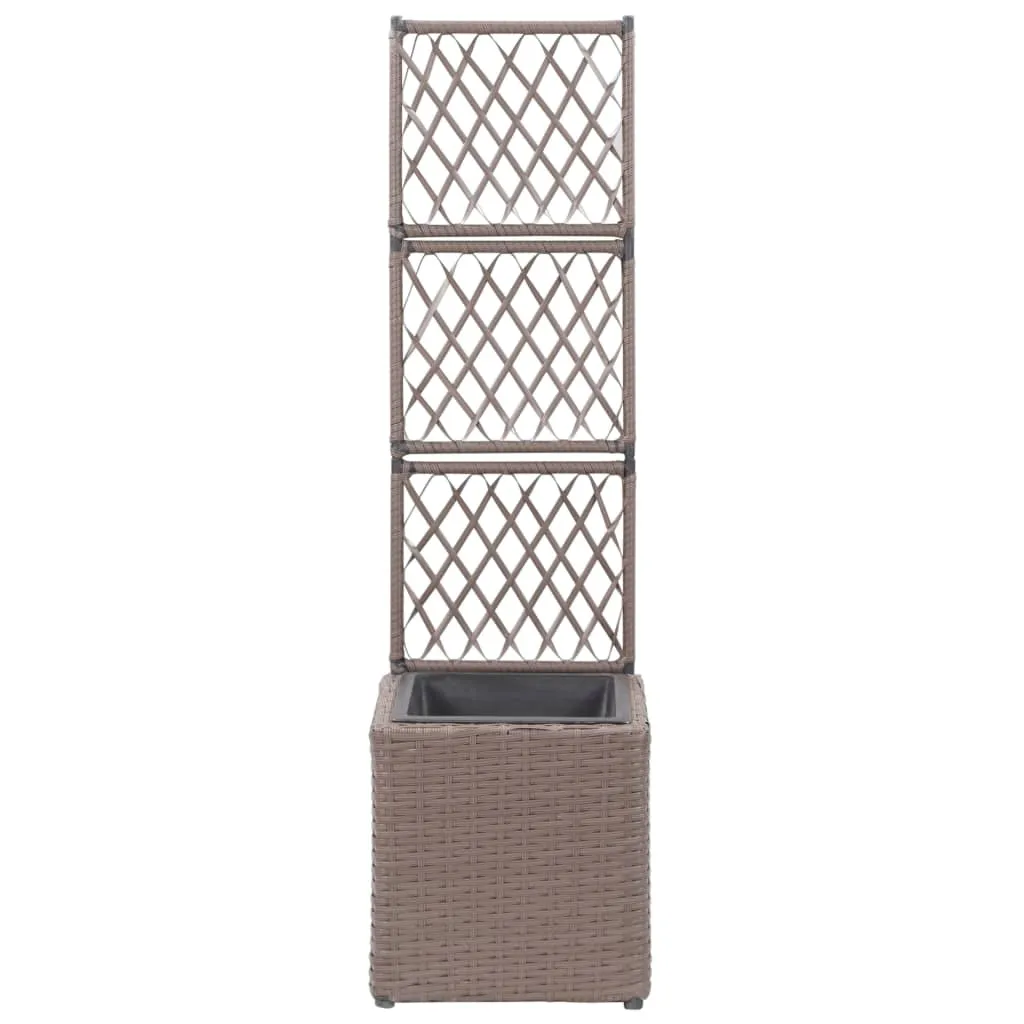 Hochbeet aus Poly Rattan mit Rankhilfe 30x30x107 cm Braun
