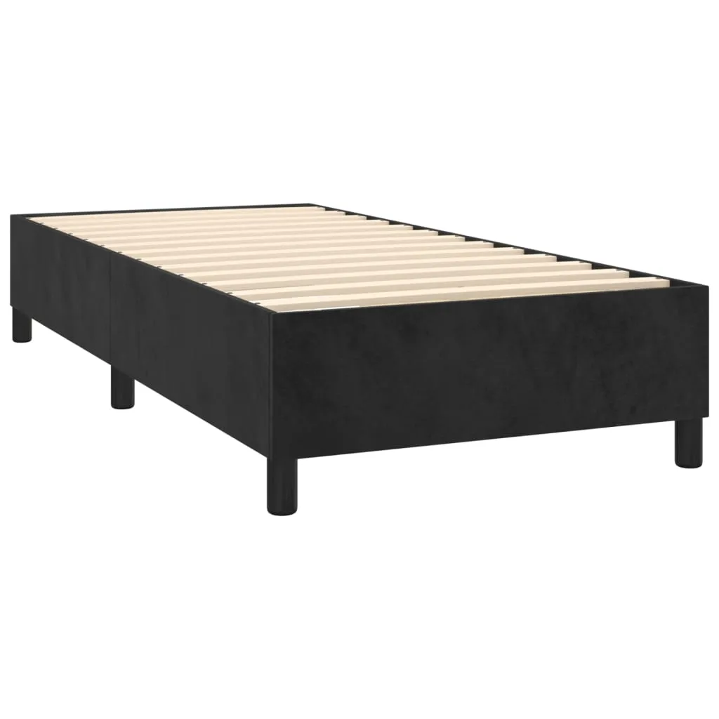 Boxspringbett aus Samt mit Matratze, Auflage und Bank, Schwarz