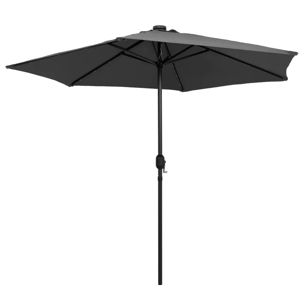Sonnenschirm mit LED-Beleuchtung und Alu-Mast 270 cm Anthrazit