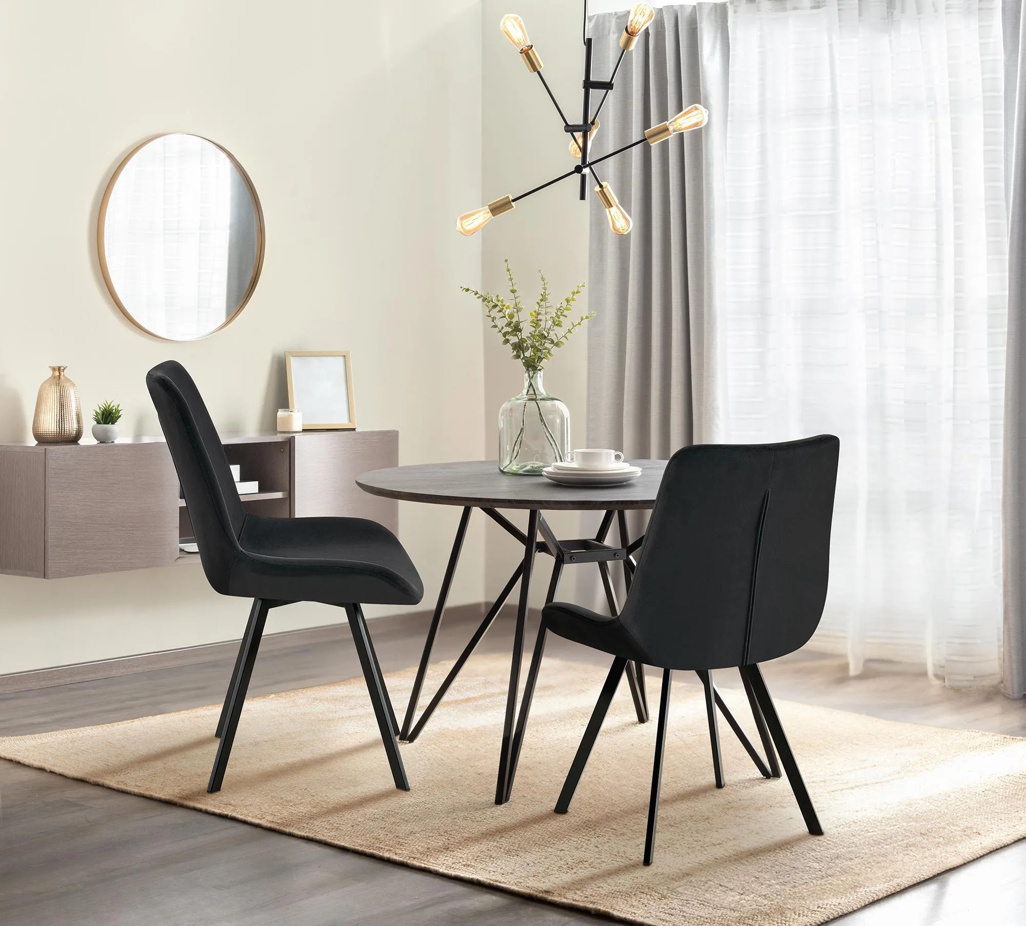 Esszimmerstuhl Lewes Drehstuhl 89x53x59 cm Schwarz