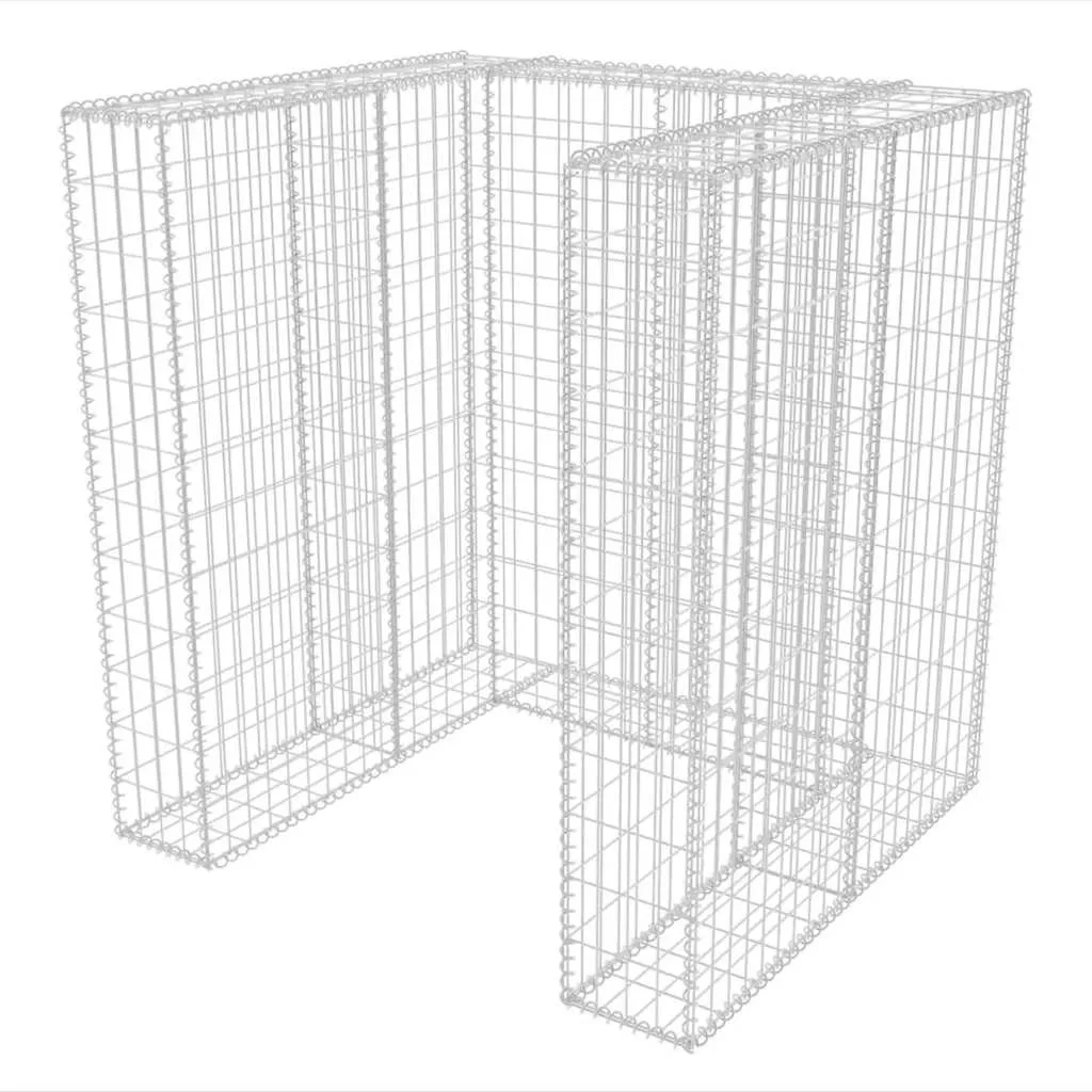 Gabionen-Mülltonnenverkleidung 110x100x120 cm Silber