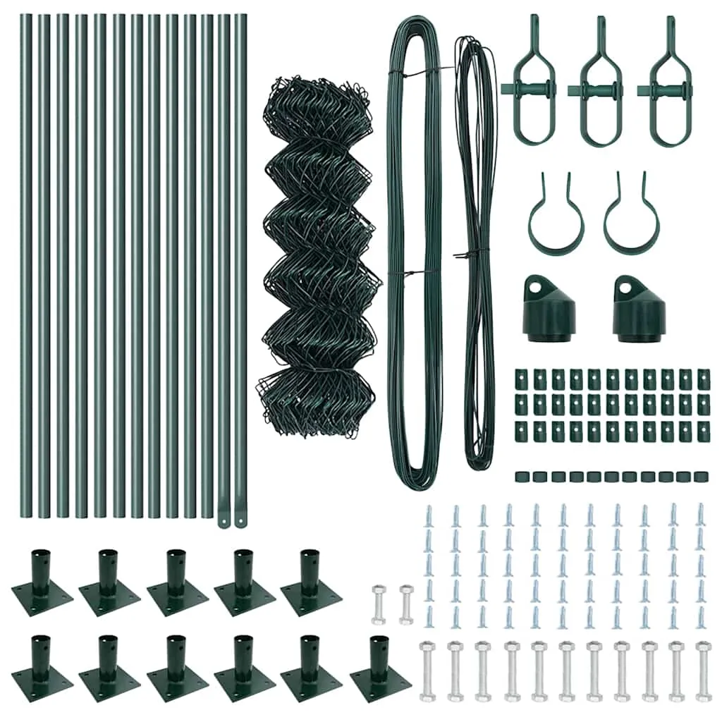 Zaunpfosten Set Grün 2500 x 3,2 x 60 cm aus Stahl