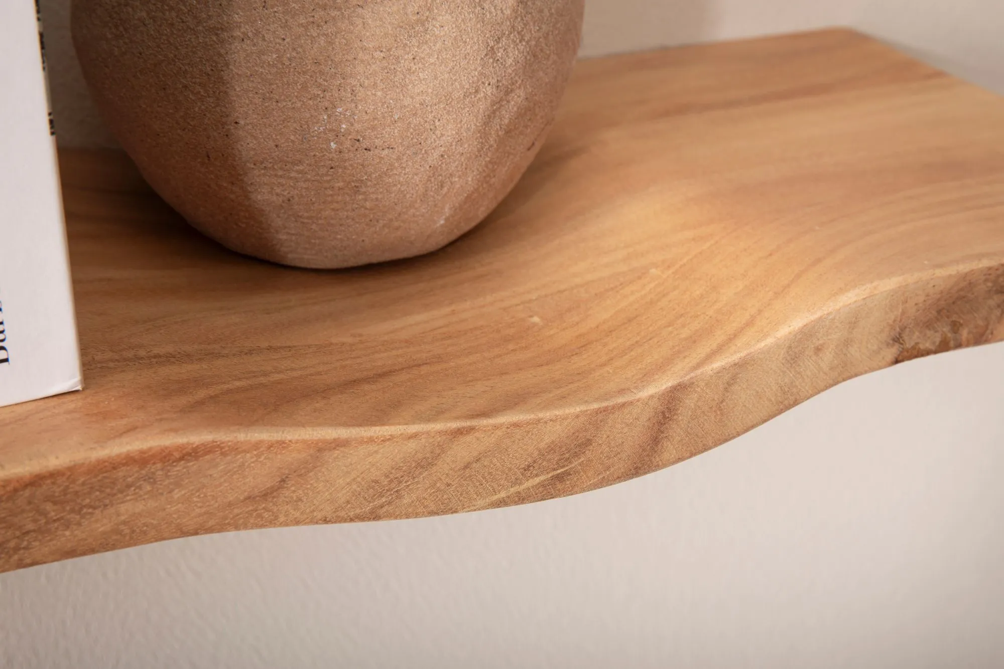 Wandregal Akazie Massivholz 60cm - Schwebendes Design Regal für die Wand Holz massiv - Hängeregal in Wellenform - Wandboard aus Echtholz
