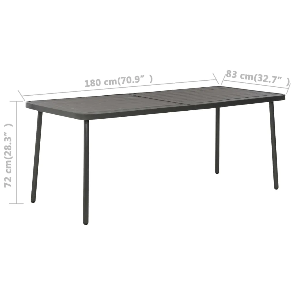 Gartentisch Dunkelgrau 180x83x72 cm Stahl