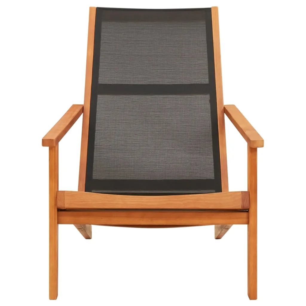 Garten-Loungestuhl Schwarz Massivholz Eukalyptus und Textilene