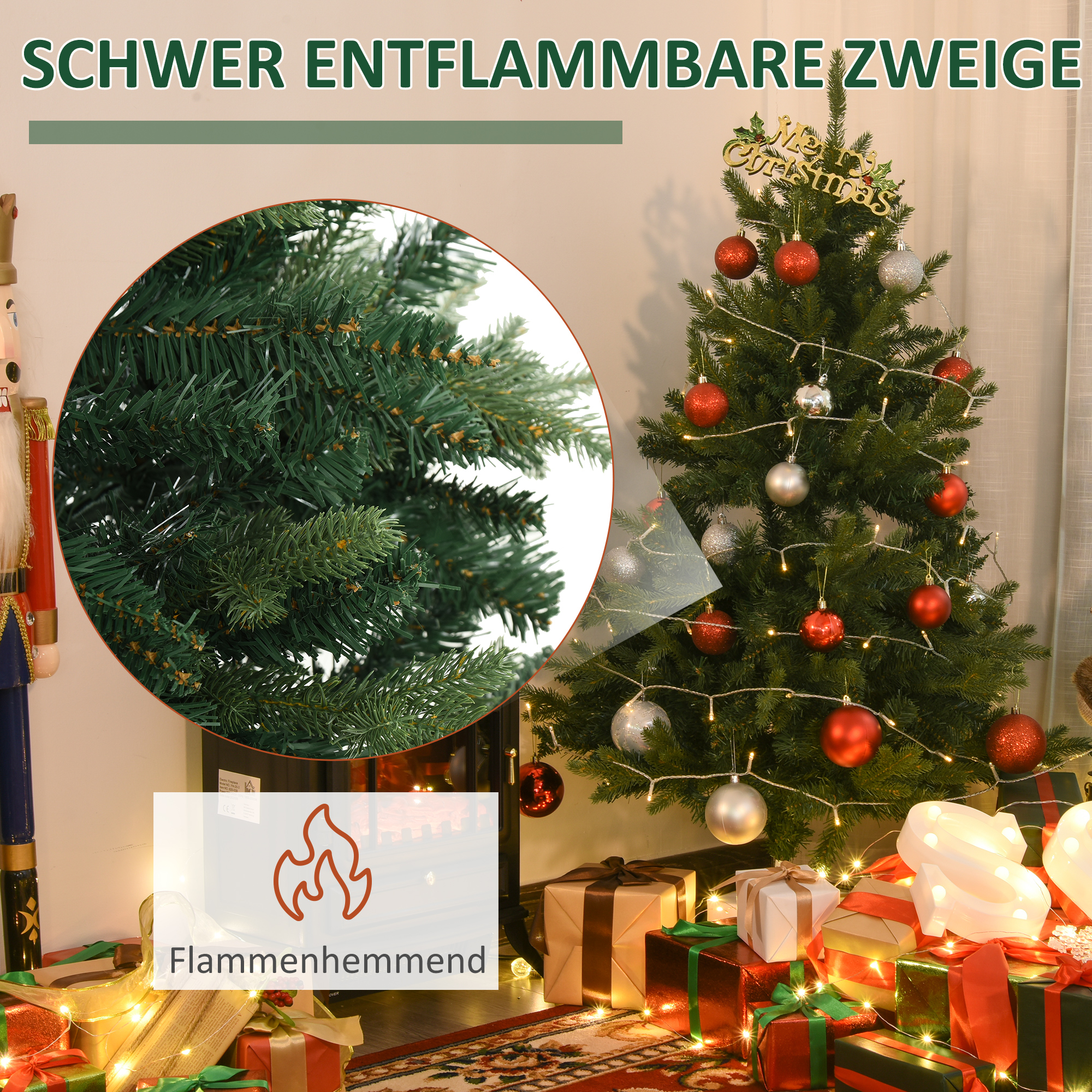 Künstlicher Weihnachtsbaum 1,2 m mit Ständer, PVC/PE, Grün