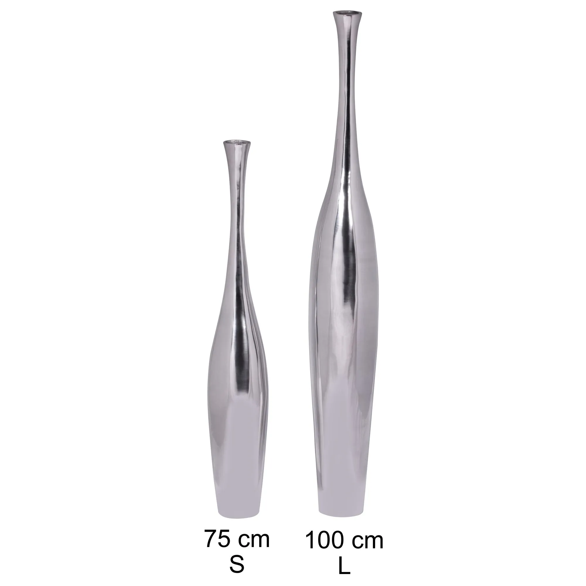 WOHNLING Deko Vase groß BOTTLE S Aluminium modern mit 1 Öffnung in Silber