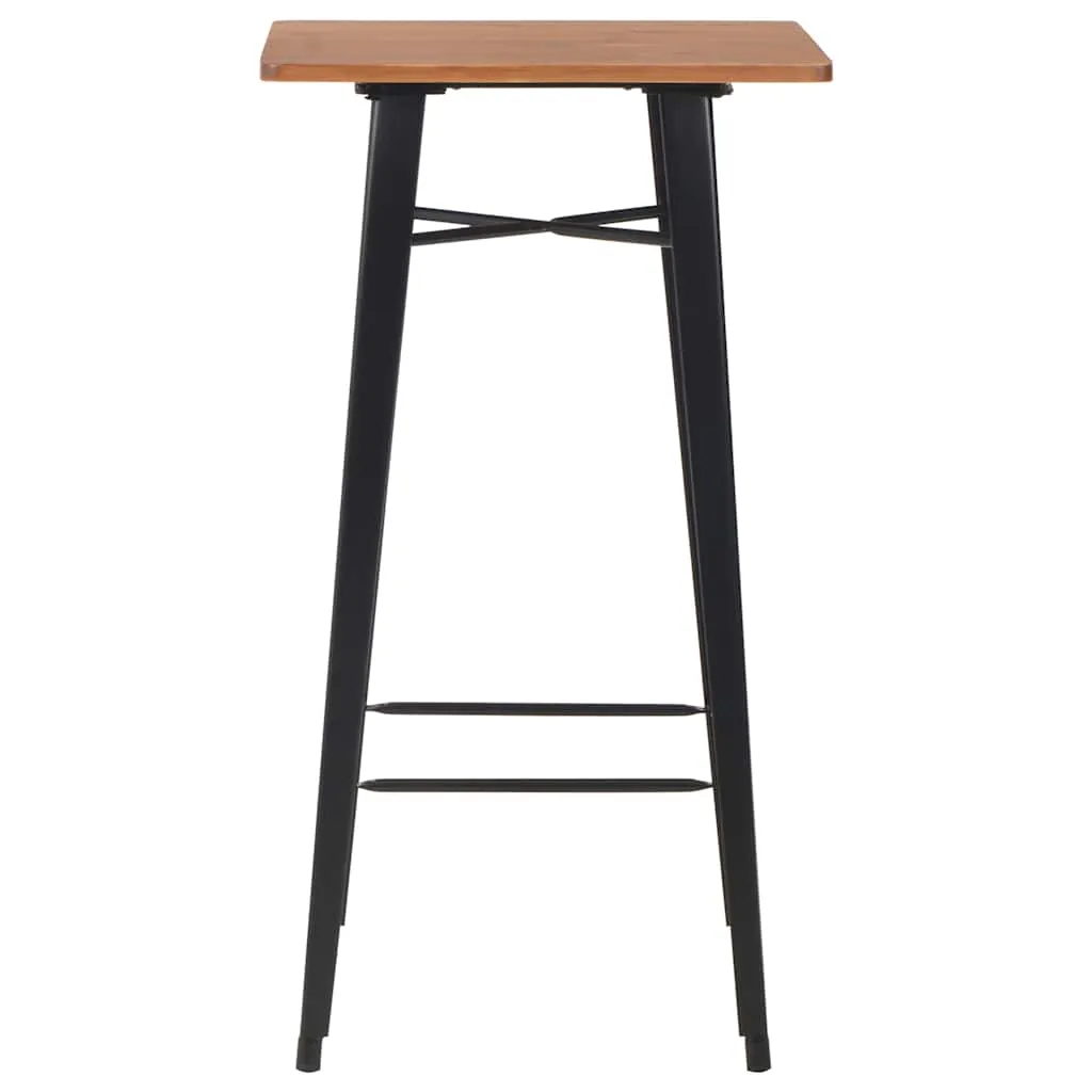 Bartisch 60 x 60 x 108 cm Schwarz und Braun mit Massivholz und Stahlgestell