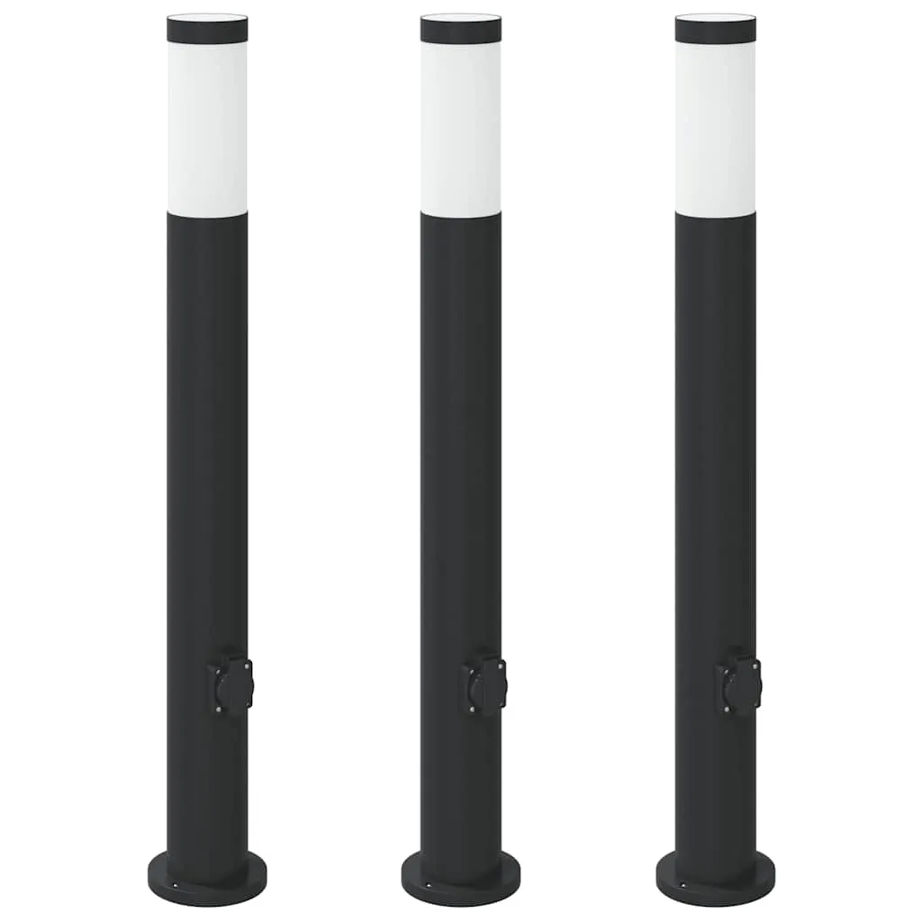 Pollerleuchte Schwarz 11 x 80 cm mit Steckdose und Diffusor