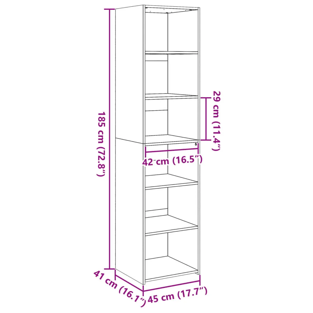Highboard Weiß 45x41x185 cm Holzwerkstoff