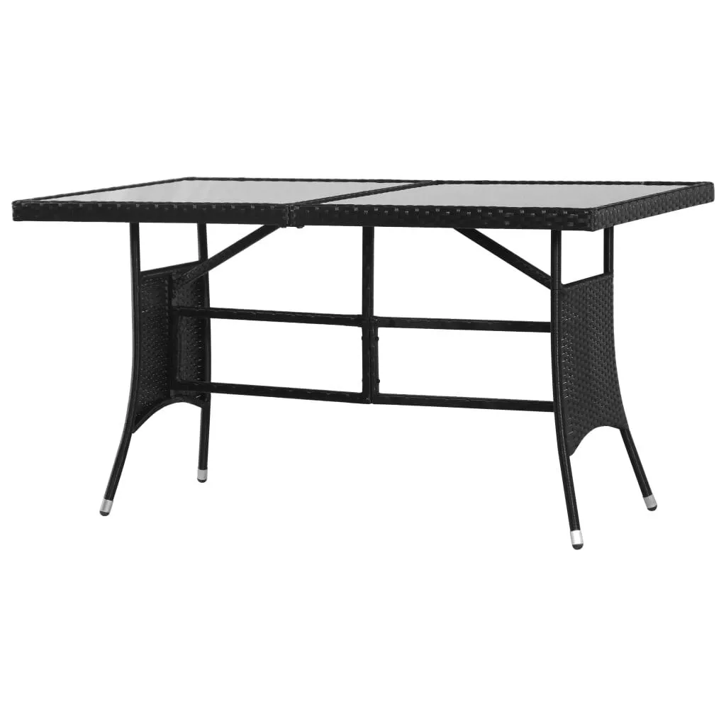 Gartentisch Schwarz 140 x 80 x 74 cm mit Glasplatte