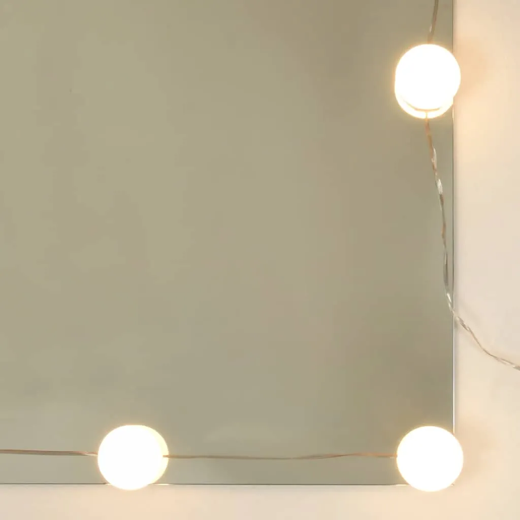 Schminktisch Betongrau 60 x 40 x 140 cm mit LED-Leuchten
