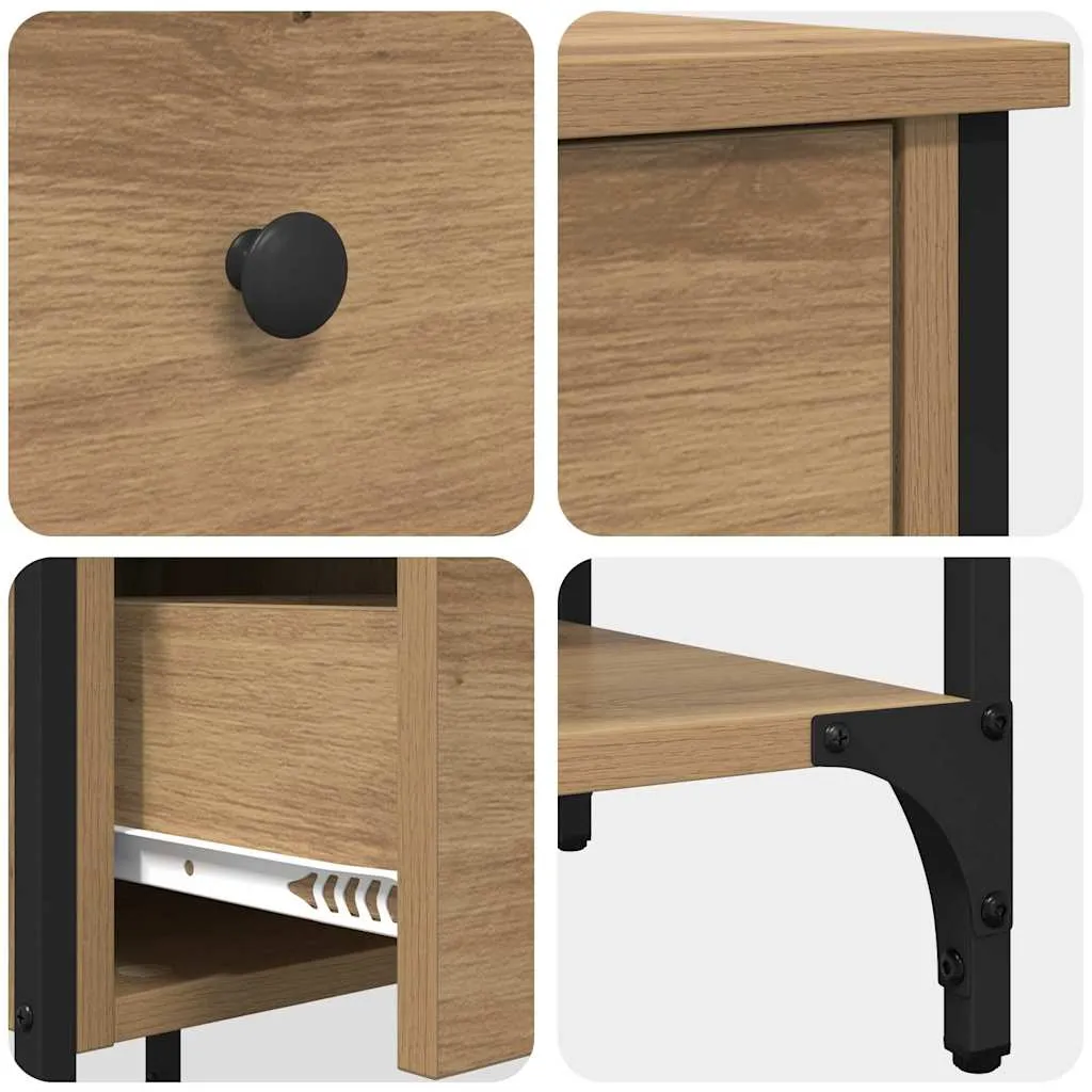 Moderner Nachttisch 33,5x36x70 cm Braun aus massivem Holz