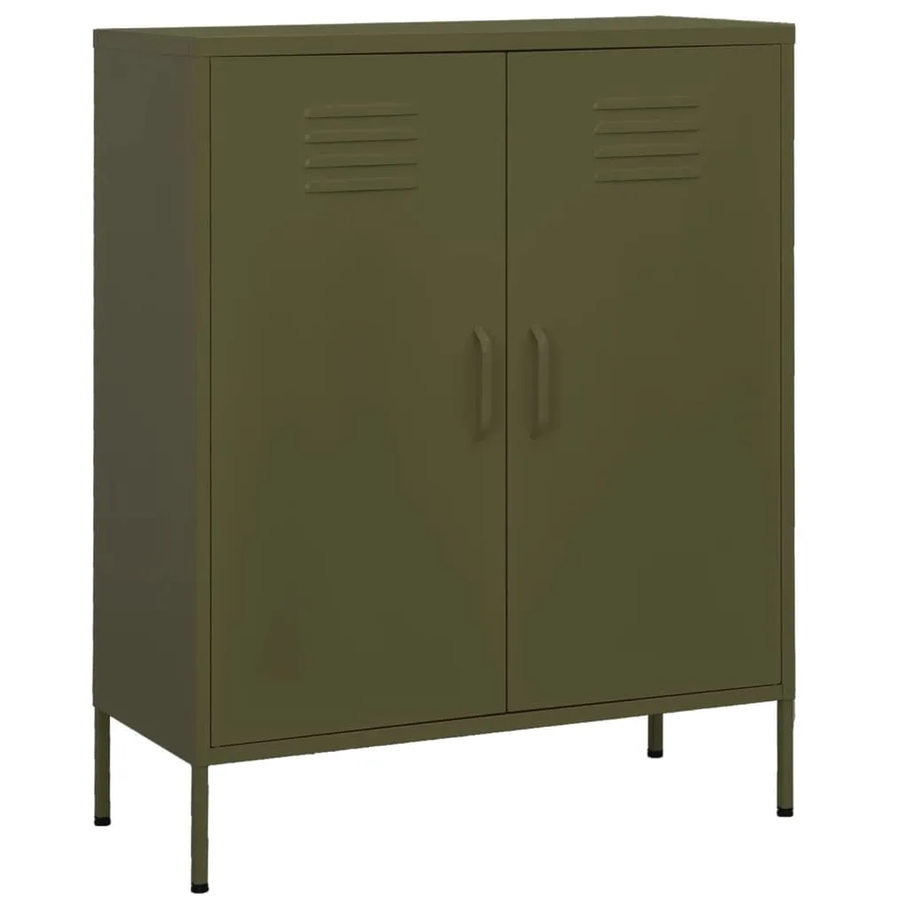 Olivgrüner Lagerschrank aus Stahl 80 x 35 x 101,5 cm