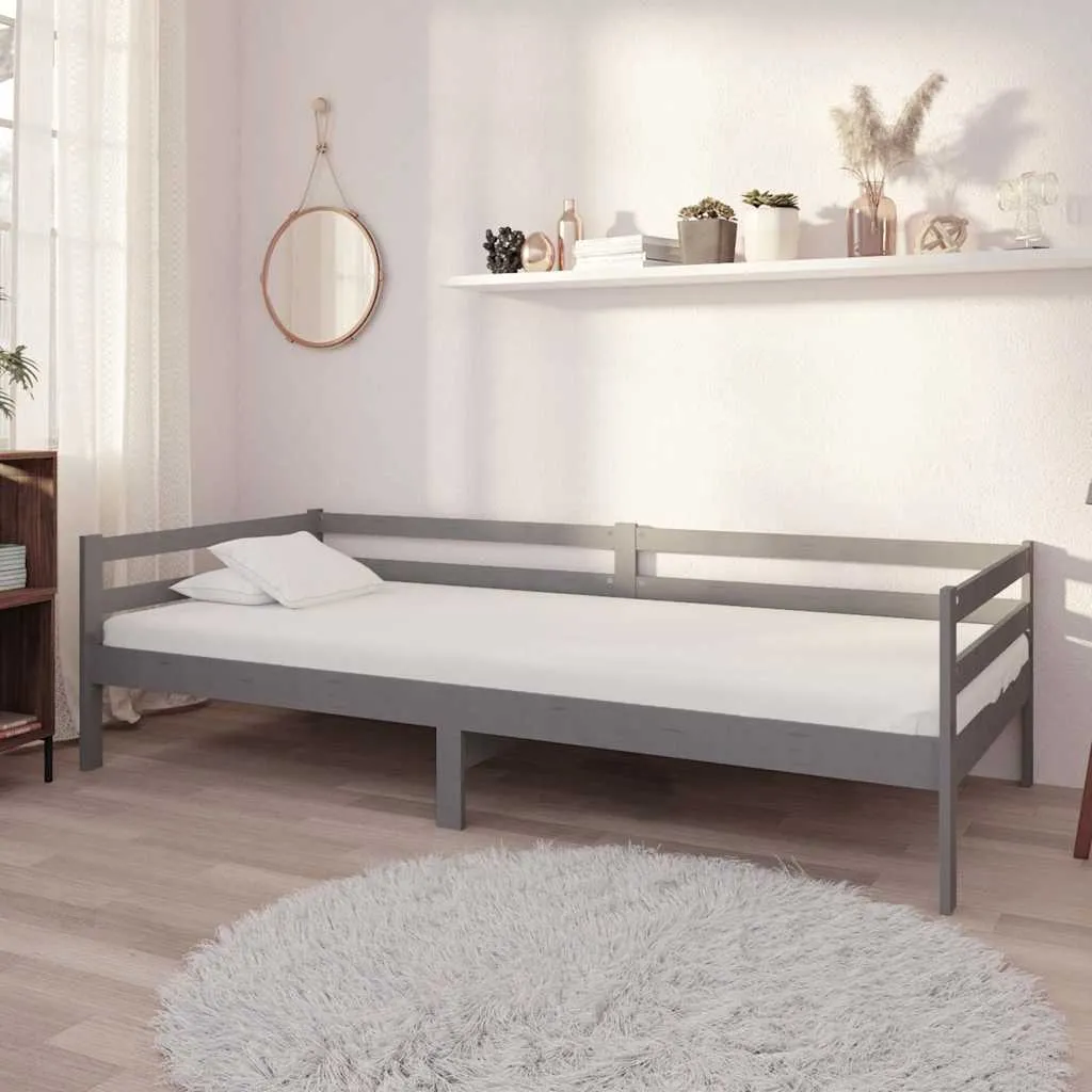 Multifunktionales Tagesbett aus massivem Kiefernholz 204x98x57 cm Grau