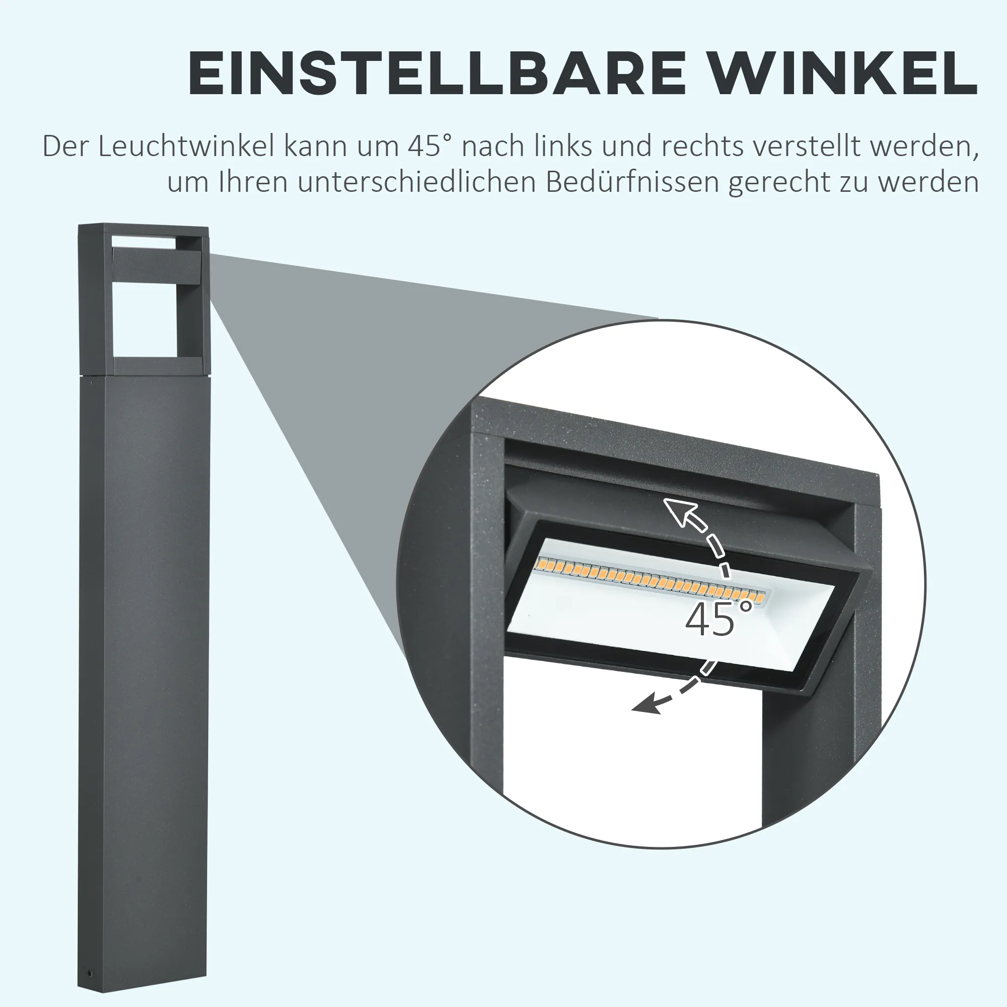 Gartenlampe Wegleuchte LED Aluminium Dunkelgrau 16x5x90 cm