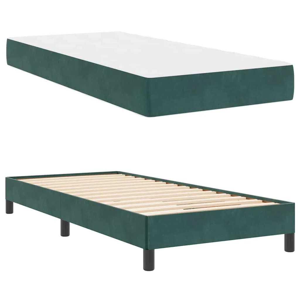 Boxspringbett mit Matratze, Stoff, 203 x 80 x 45 cm, Dunkelgrün
