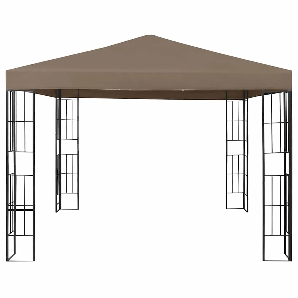 Gartenpavillon 3x3x2,6 m in Taupe und Schwarz mit Solar-Lichterkette