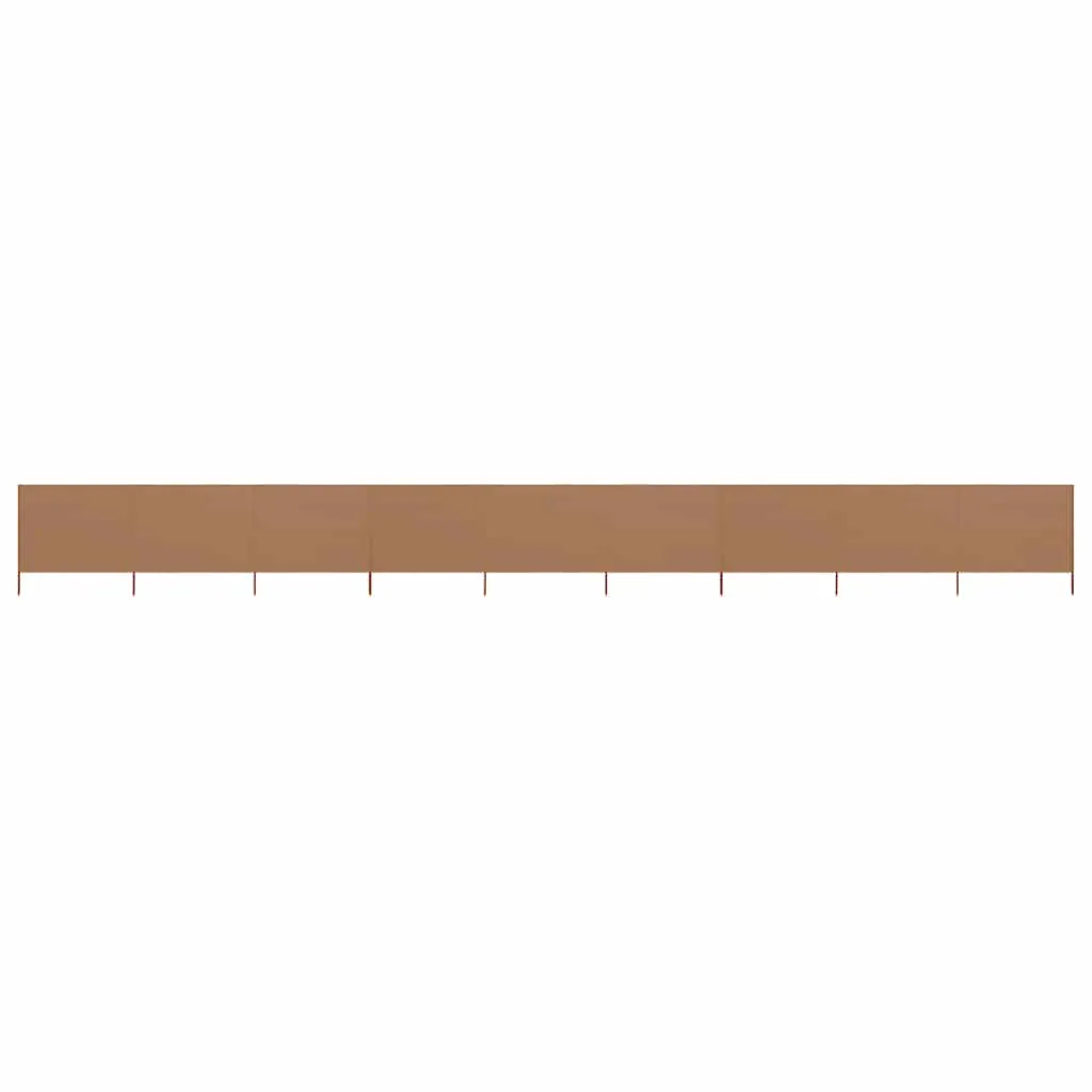 9-teiliger faltbarer Windschutz 1200x160 cm Taupe mit Massivholzpfählen