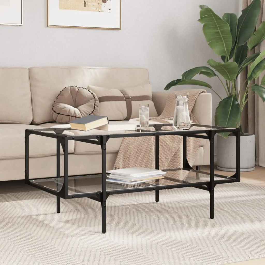 Moderner Couchtisch 98,5x50x45 cm mit transparentem Glas