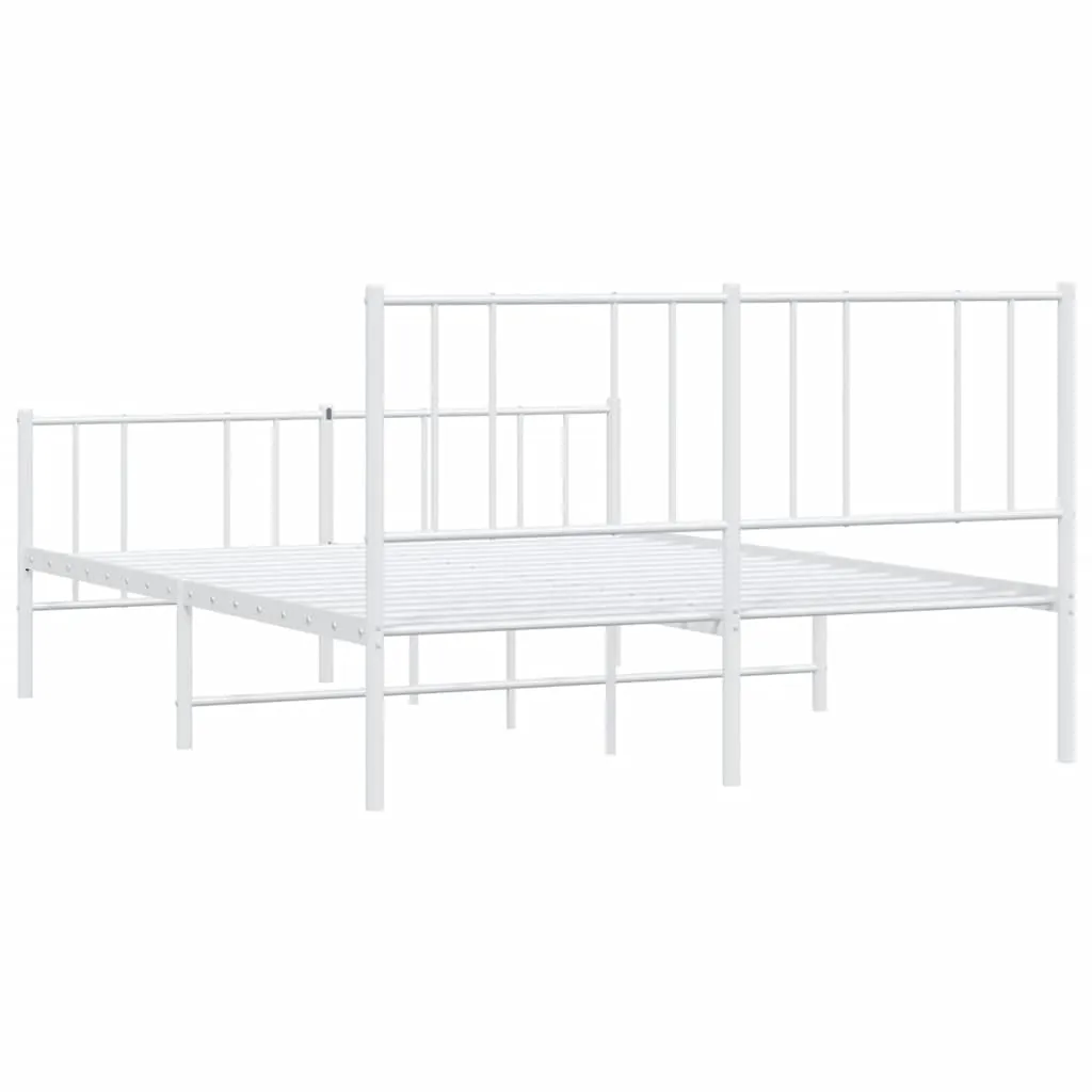 Bettgestell mit Kopf- und Fußteil Metall Weiß 150x200 cm