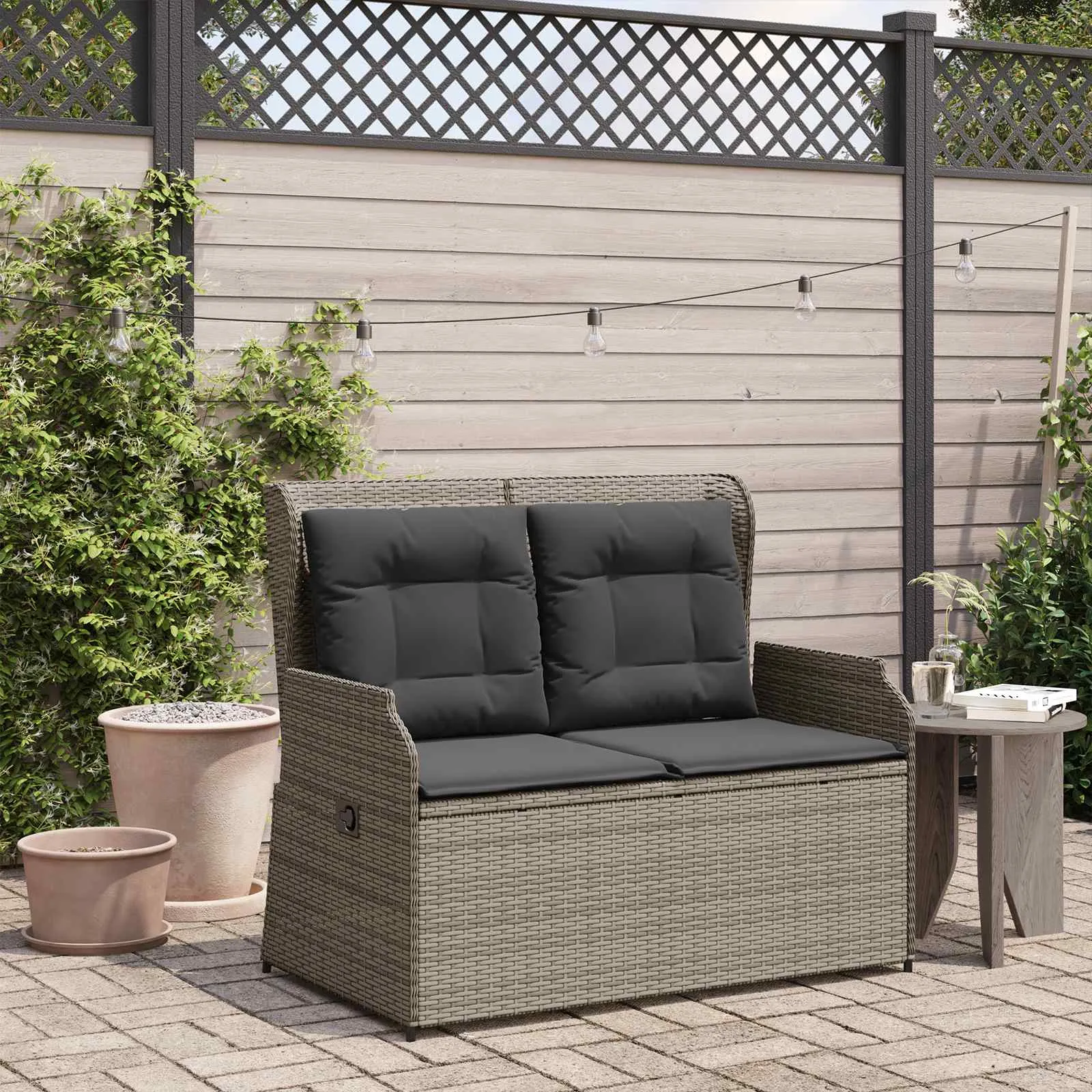 Reclining Gartenbank Grau 110 x 67 x 95 cm