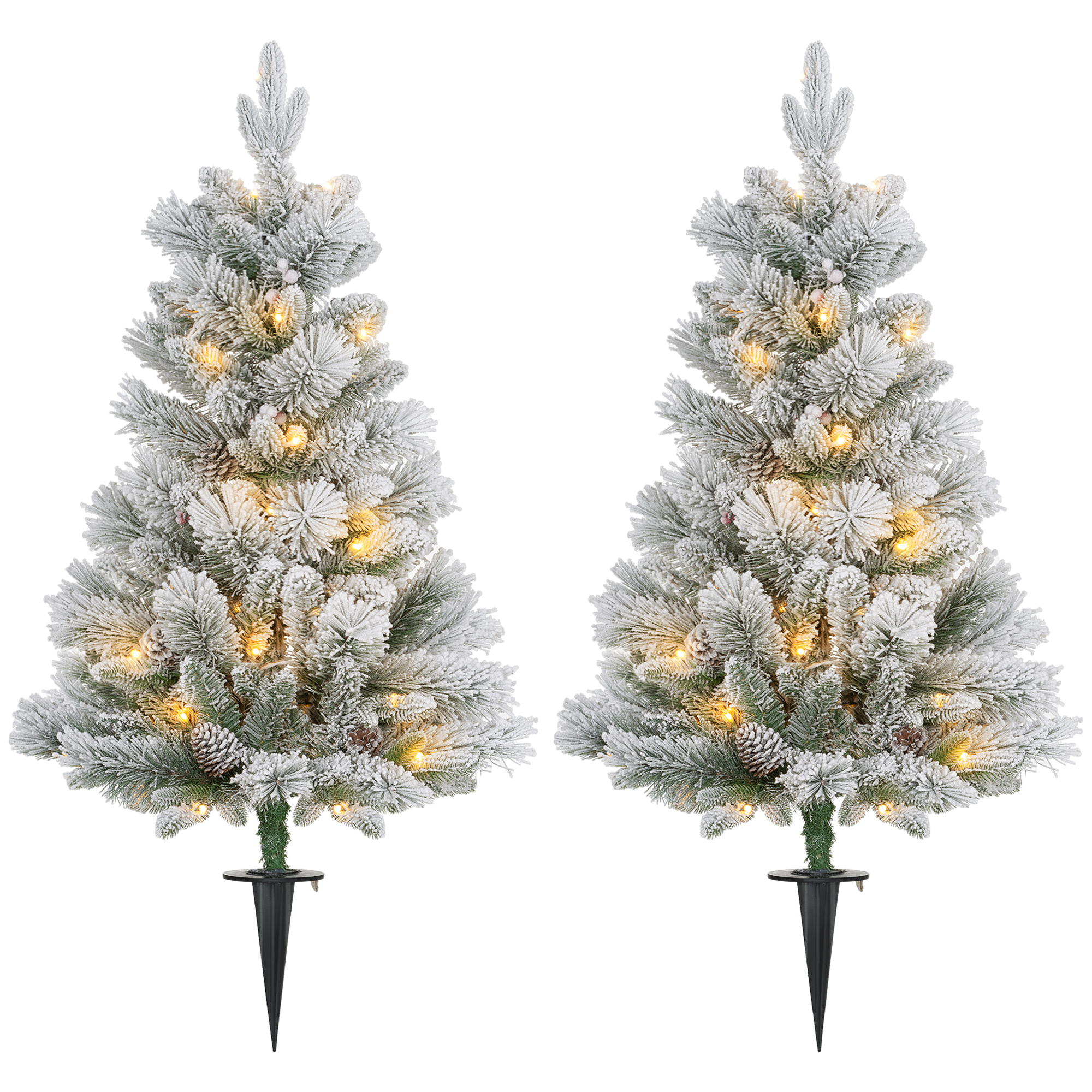 Weihnachtsbaum-Set 2er-Set 107 cm mit LED-Beleuchtung Grün/Weiß