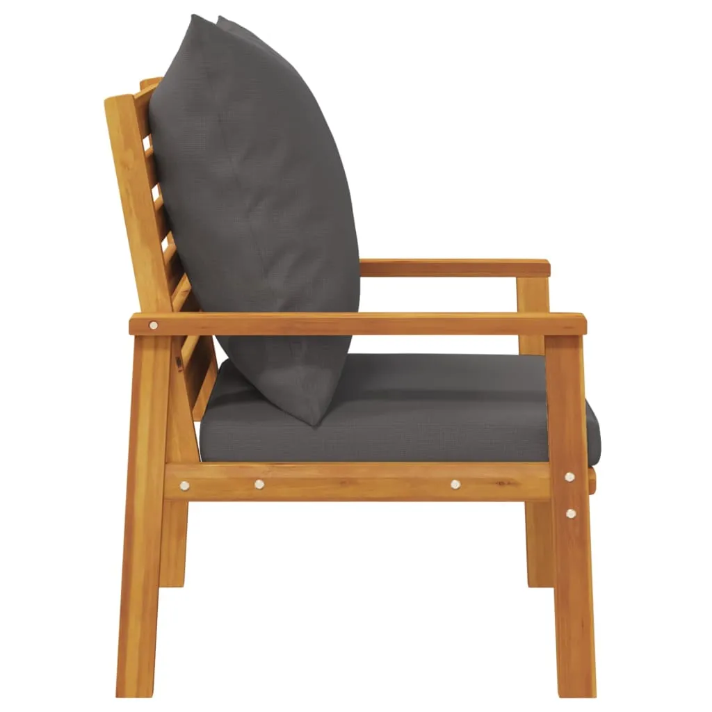 Outdoor-Sessel aus Echtholz mit Kissen, 68x65x81 cm, Dunkelgrau