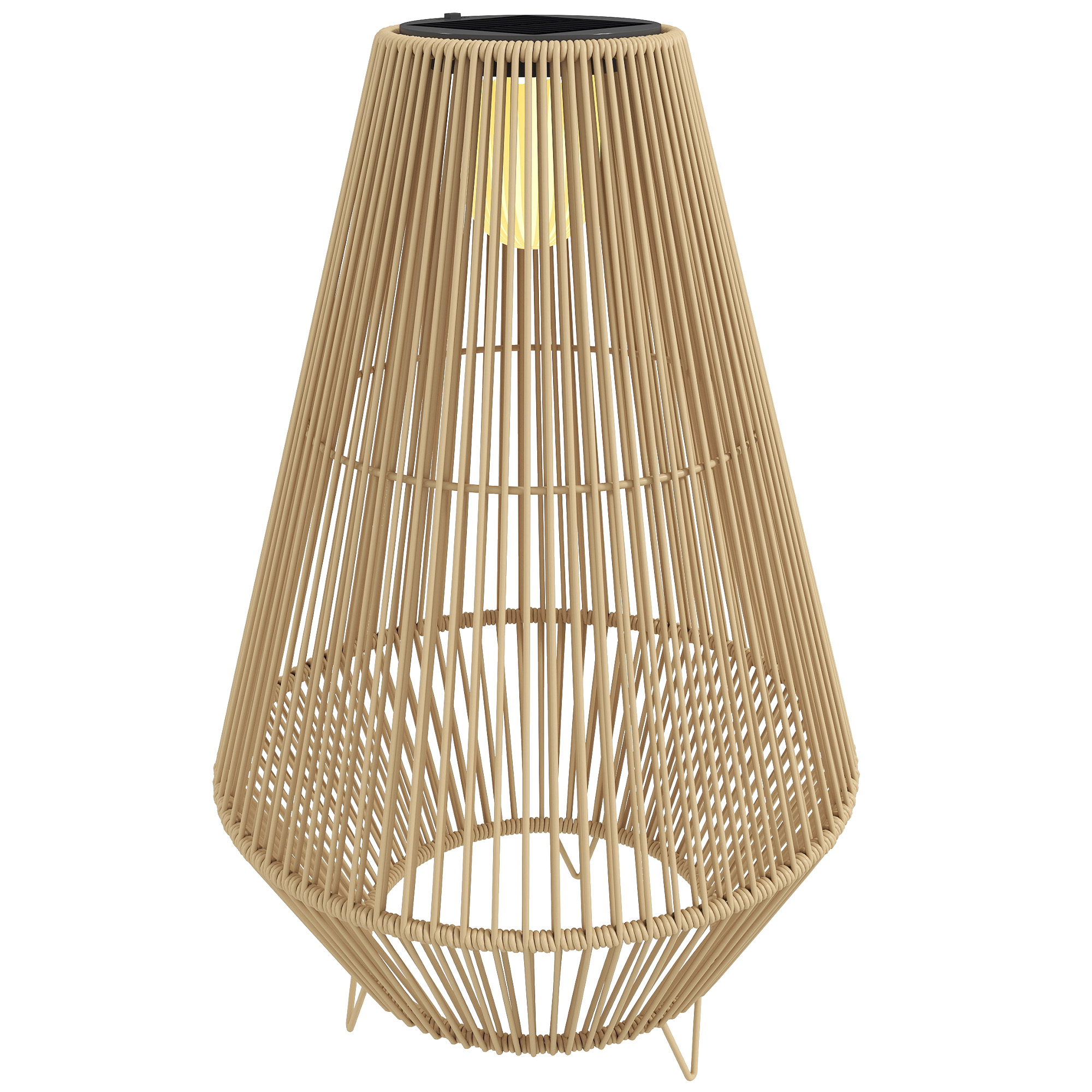 Solar Stehlampe Rattan Boho-Stil IP44 Gelb 35x35x55 cm