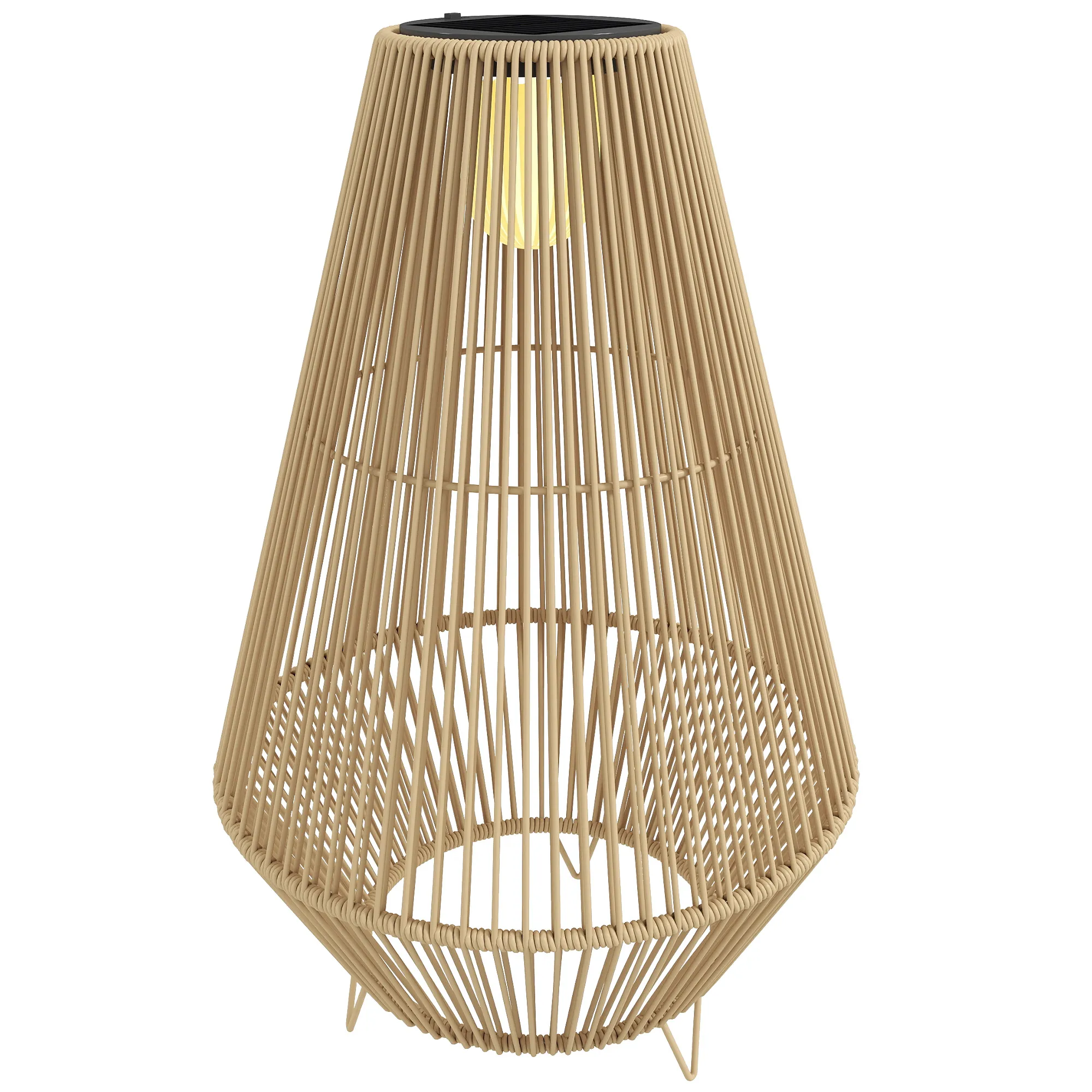Solar Stehlampe Rattan Boho-Stil IP44 Gelb 35x35x55 cm