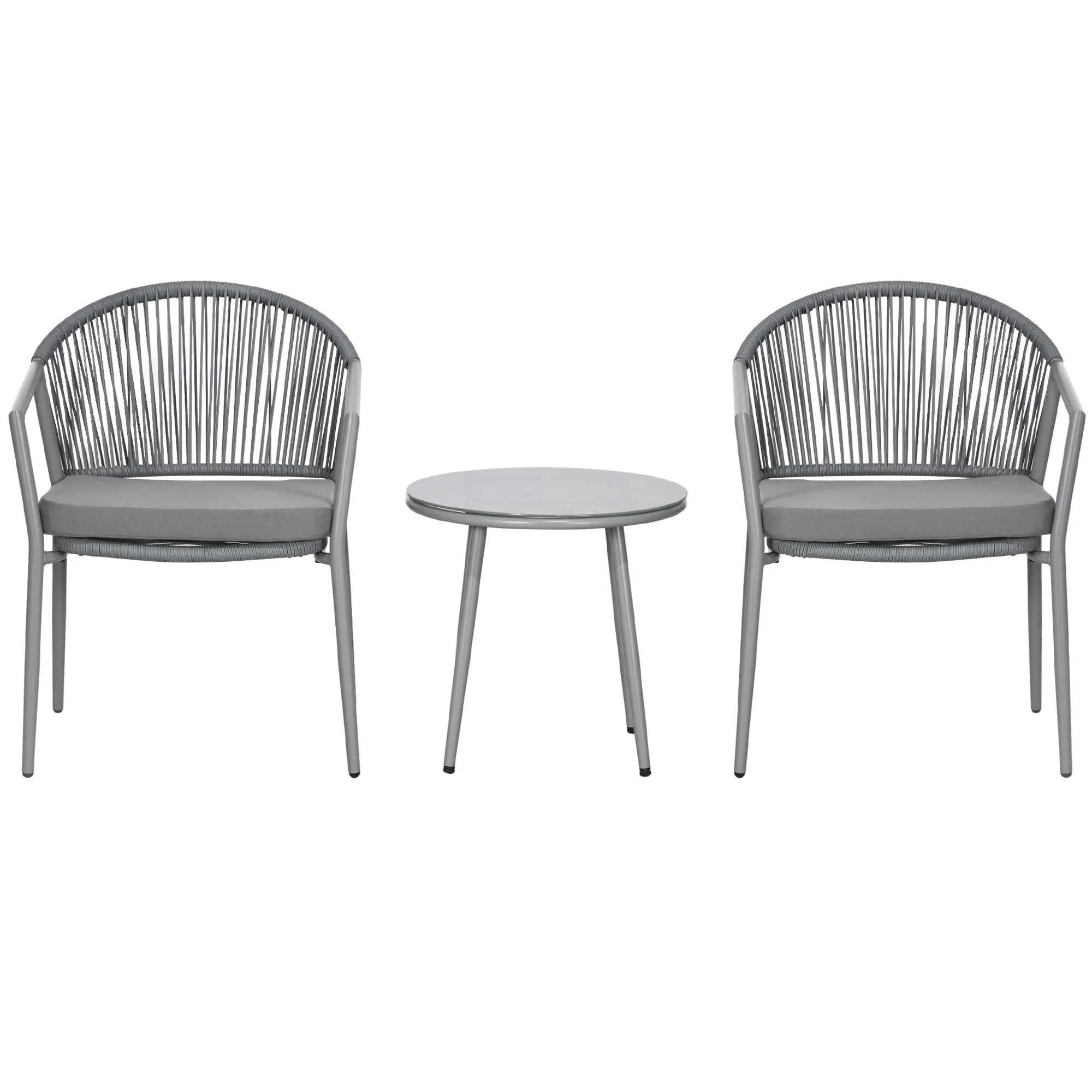 Rattan Möbel-Set Grau 2 Stühle 1 Tisch