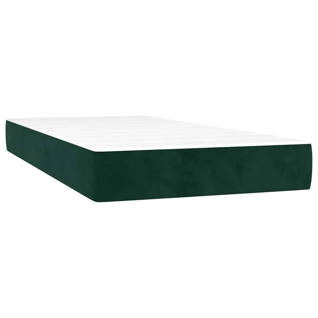 Boxspringbett mit Matratze, LED-Leiste, Samt, 80x200 cm, Dunkelgrün