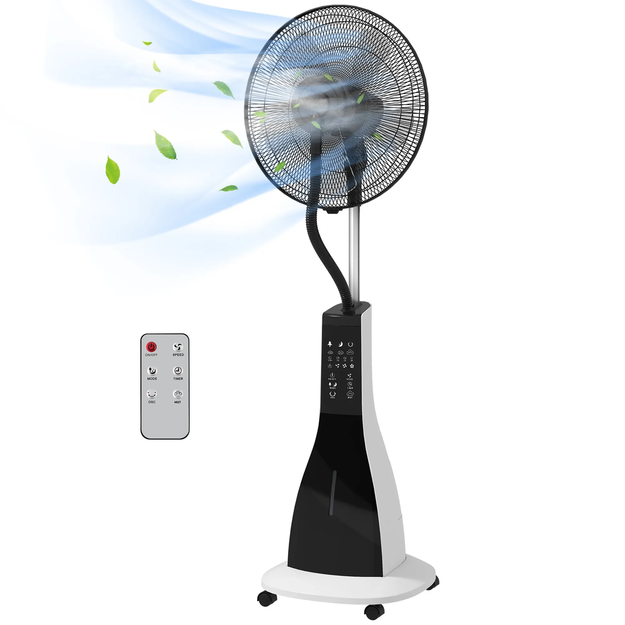 Ventilator mit Sprühnebel 44,5L x 38,5B x 120H cm Weiß+Schwarz