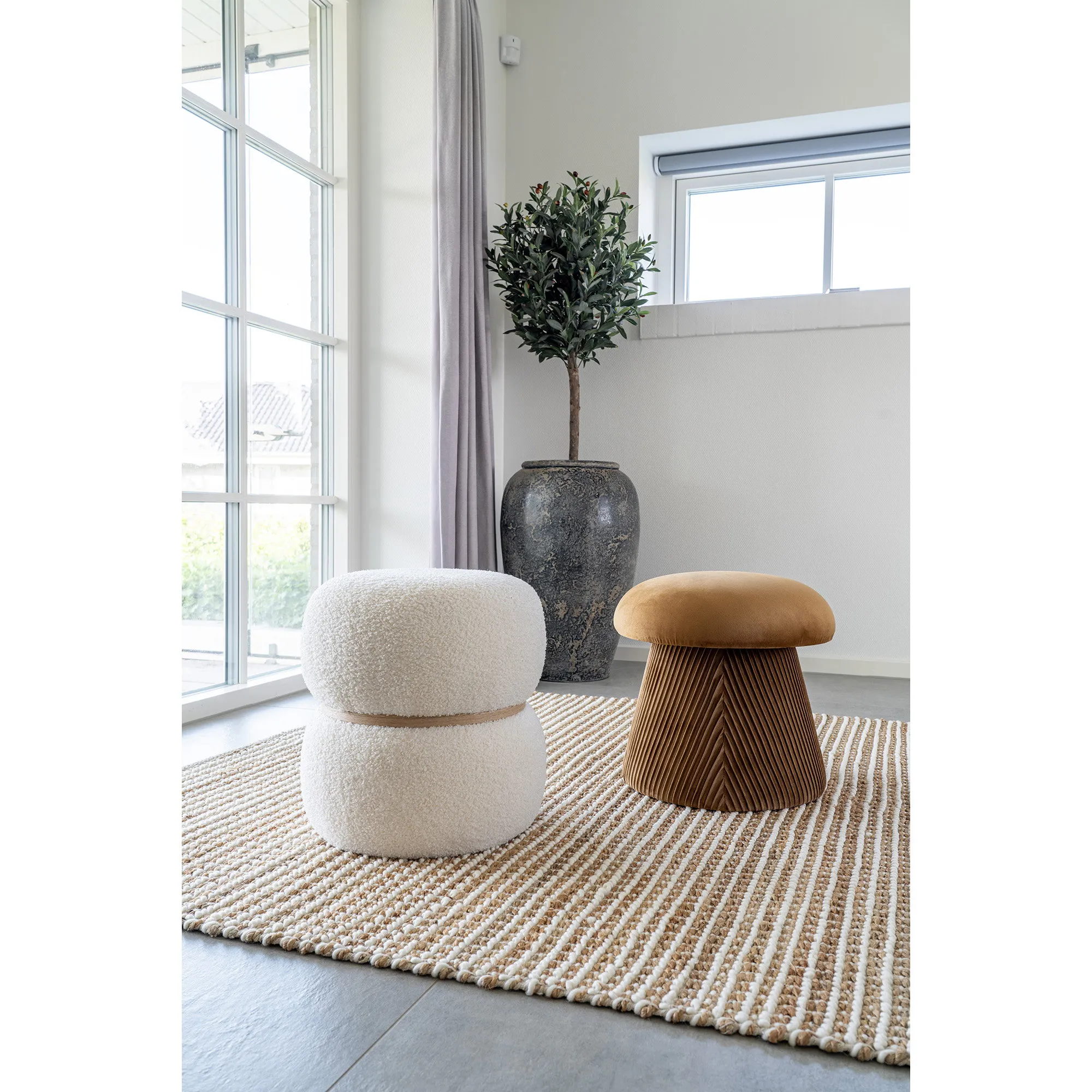 tinkaro Milford Pouf Puffer Teddy ø38x41 cm Weiß
