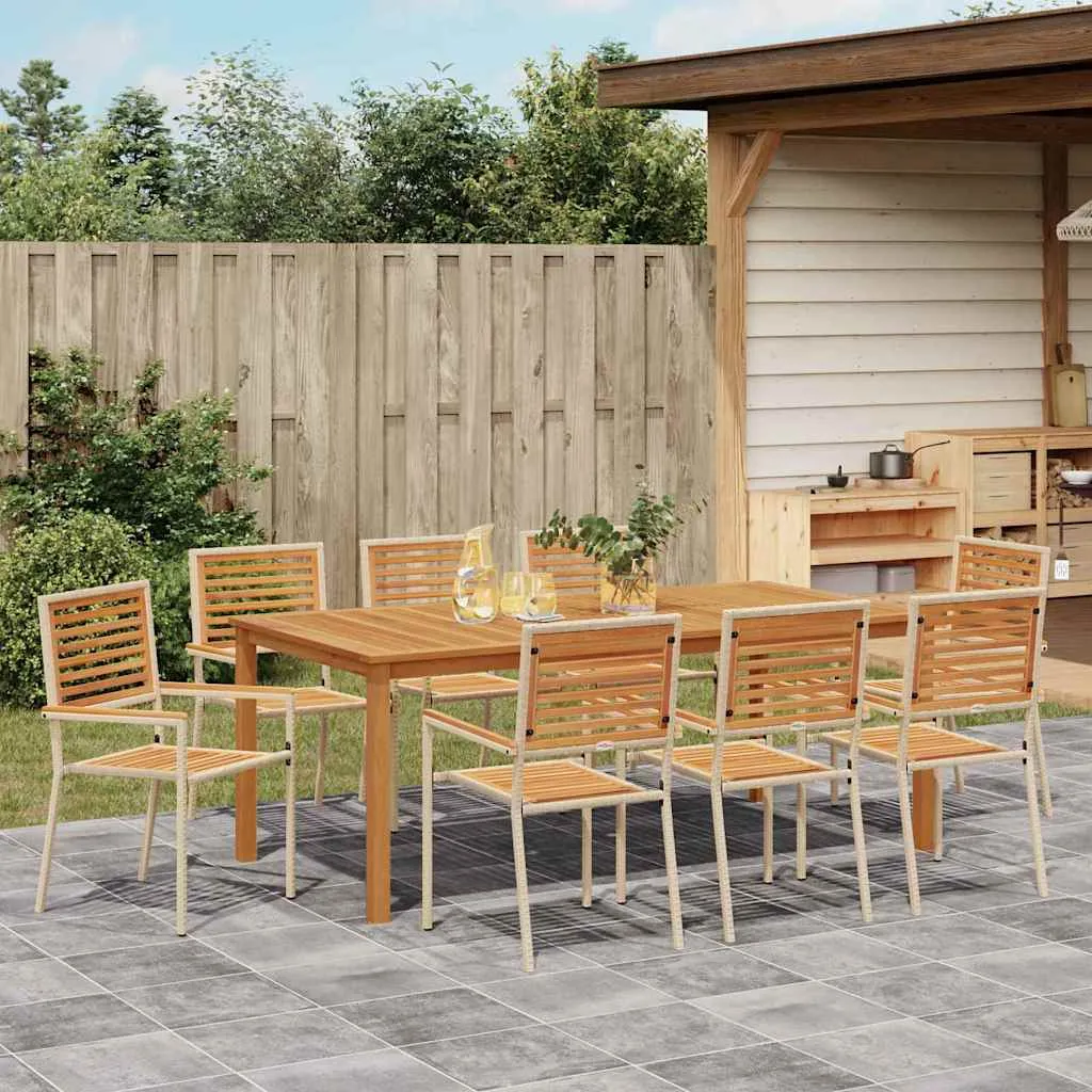 Modernes Garten-Dining-Set Echtholz 85x85x74 cm Beige